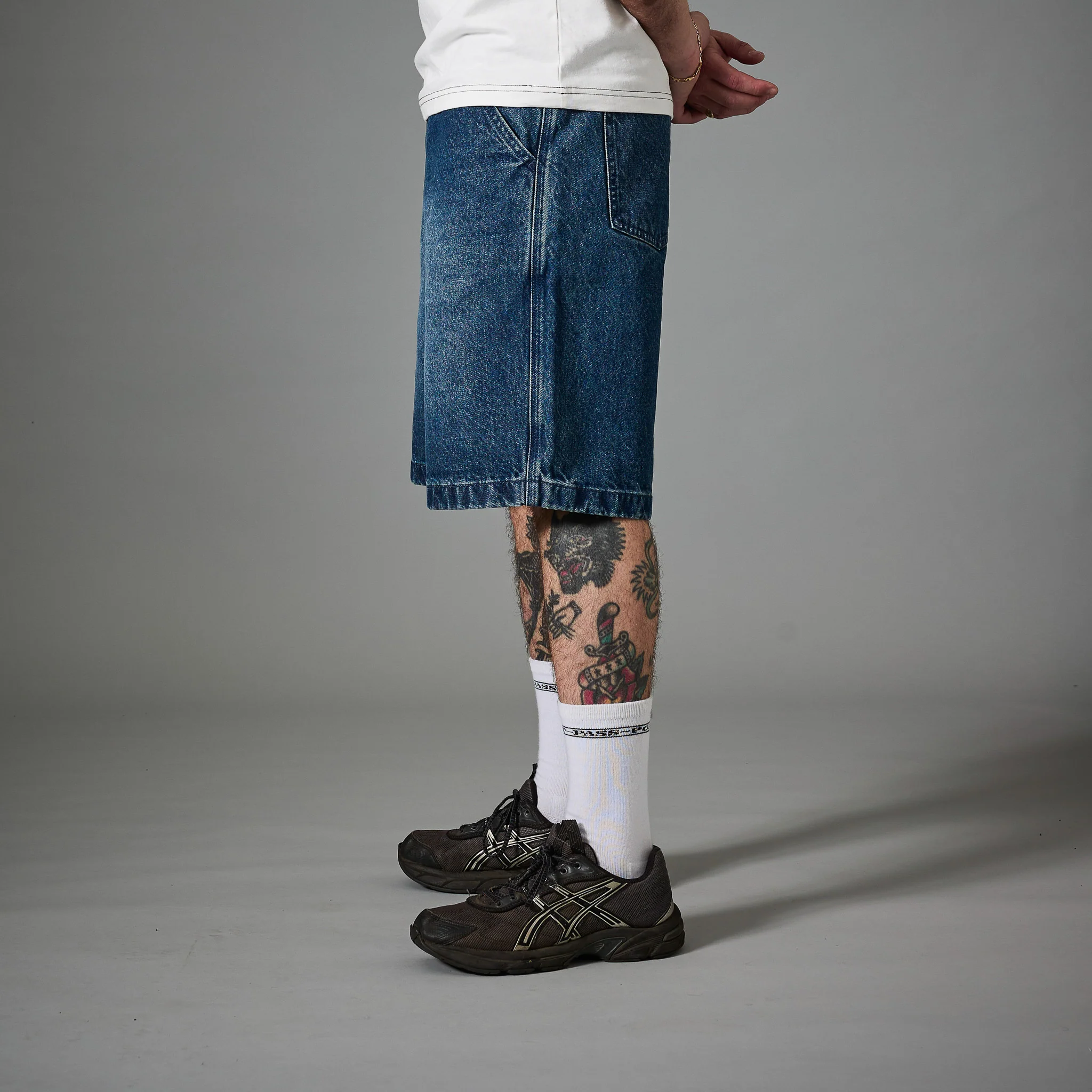 Pass~Port Recycled Cotton Workers Club Denim Short - Washed Dark Indigo - Image 3