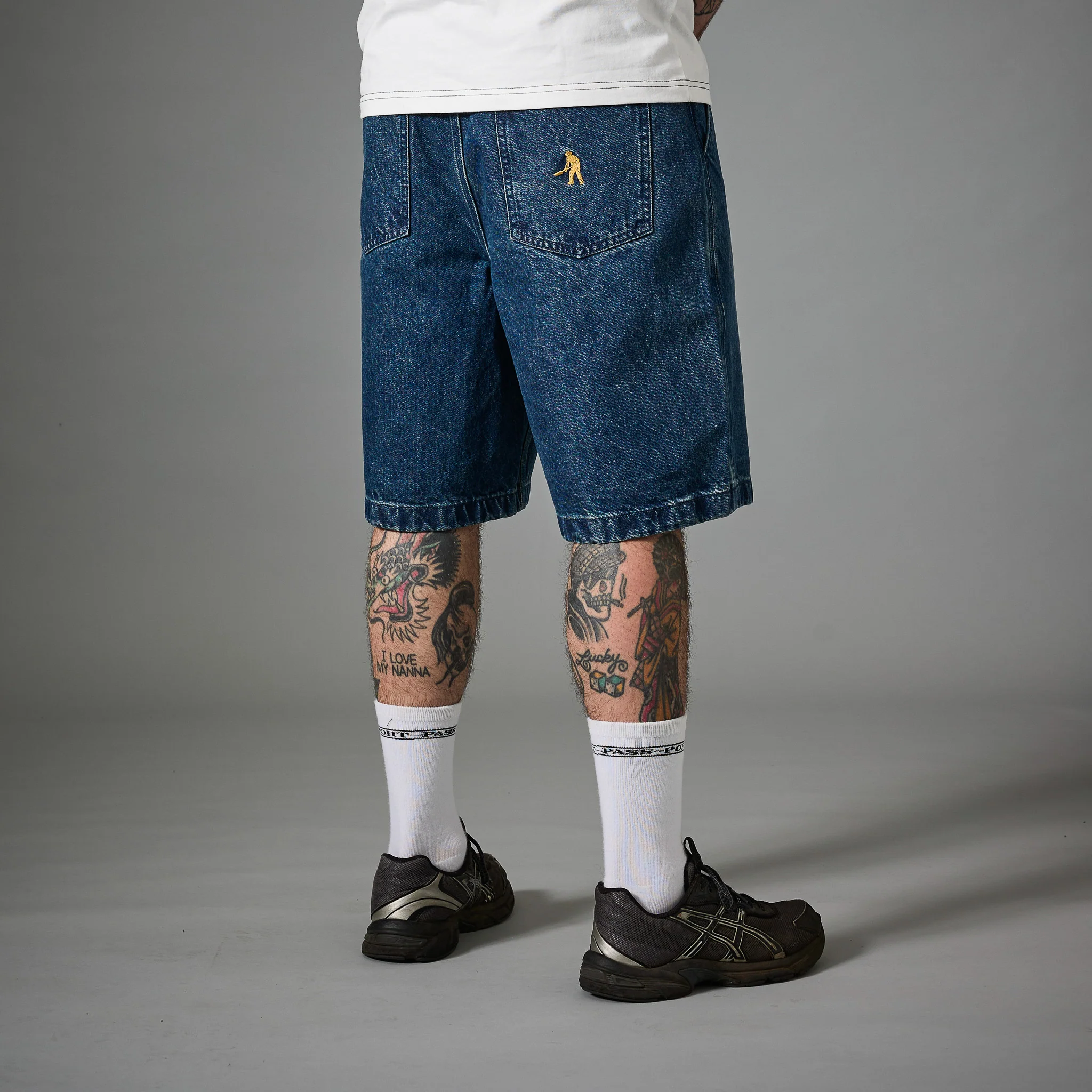 Pass~Port Recycled Cotton Workers Club Denim Short - Washed Dark Indigo - Image 4