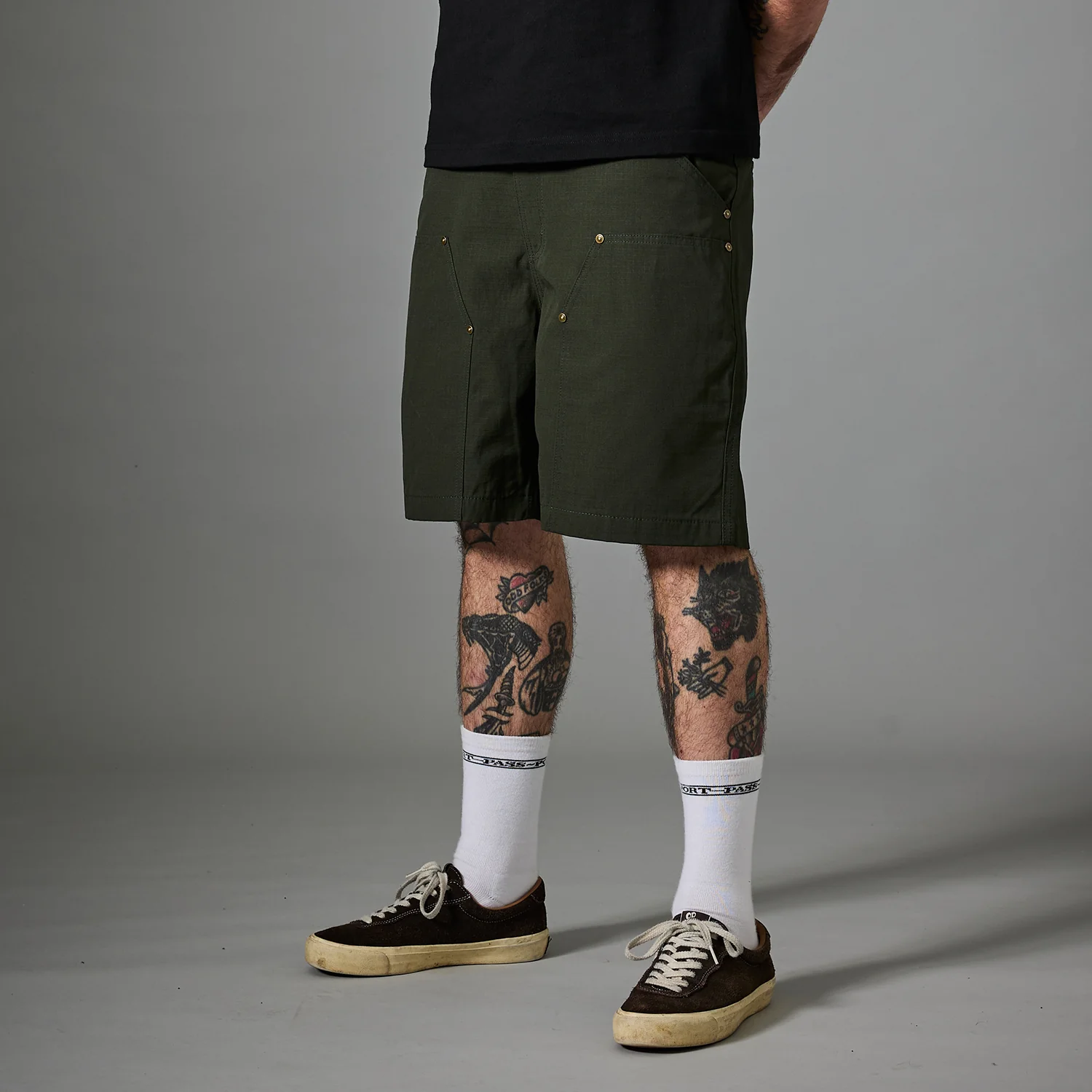 Pass~Port Ripstop Double Knee Diggers Club Short - Dark Green - Image 3
