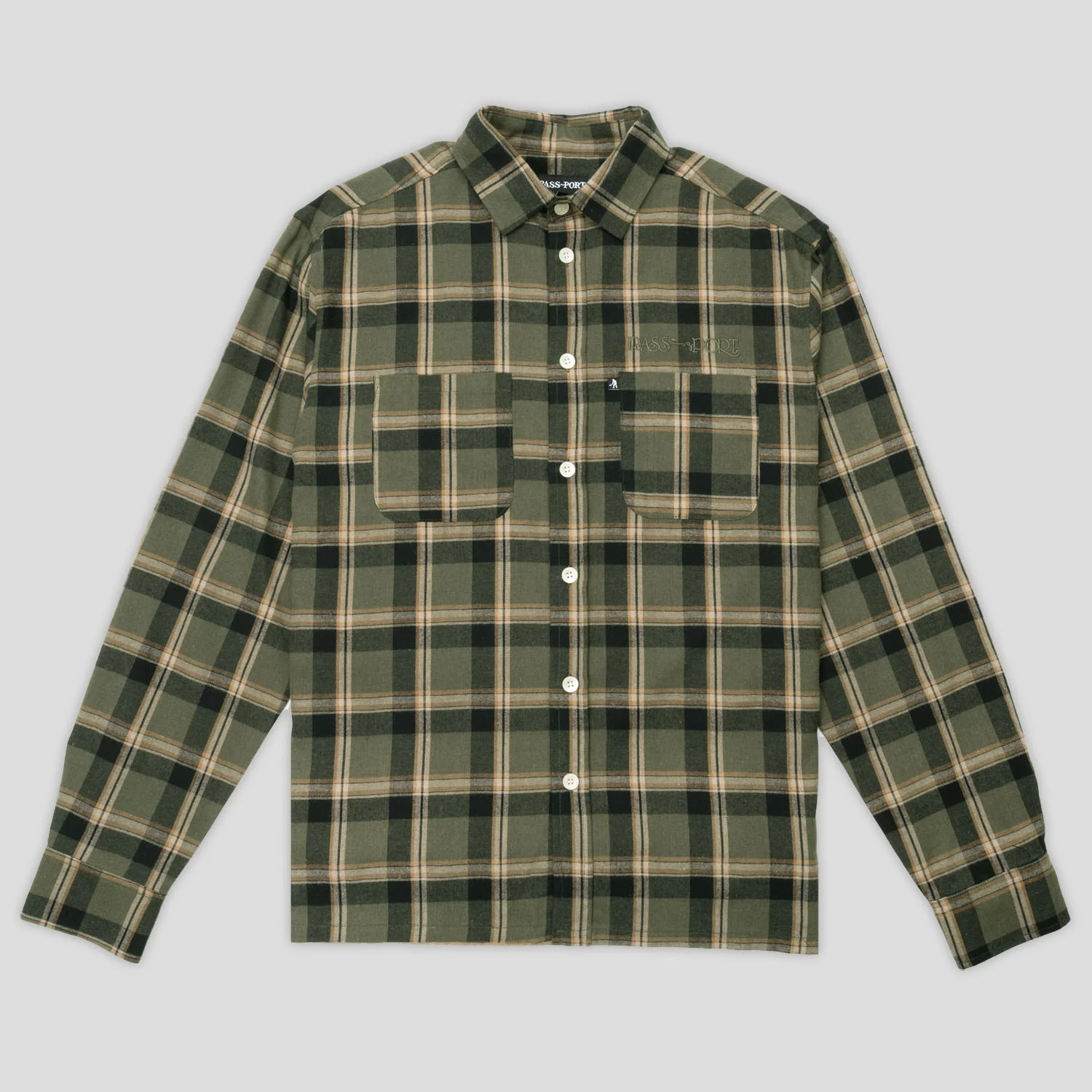 Pass~Port Stem Workers Check Shirt Long-Sleeve - Moss
