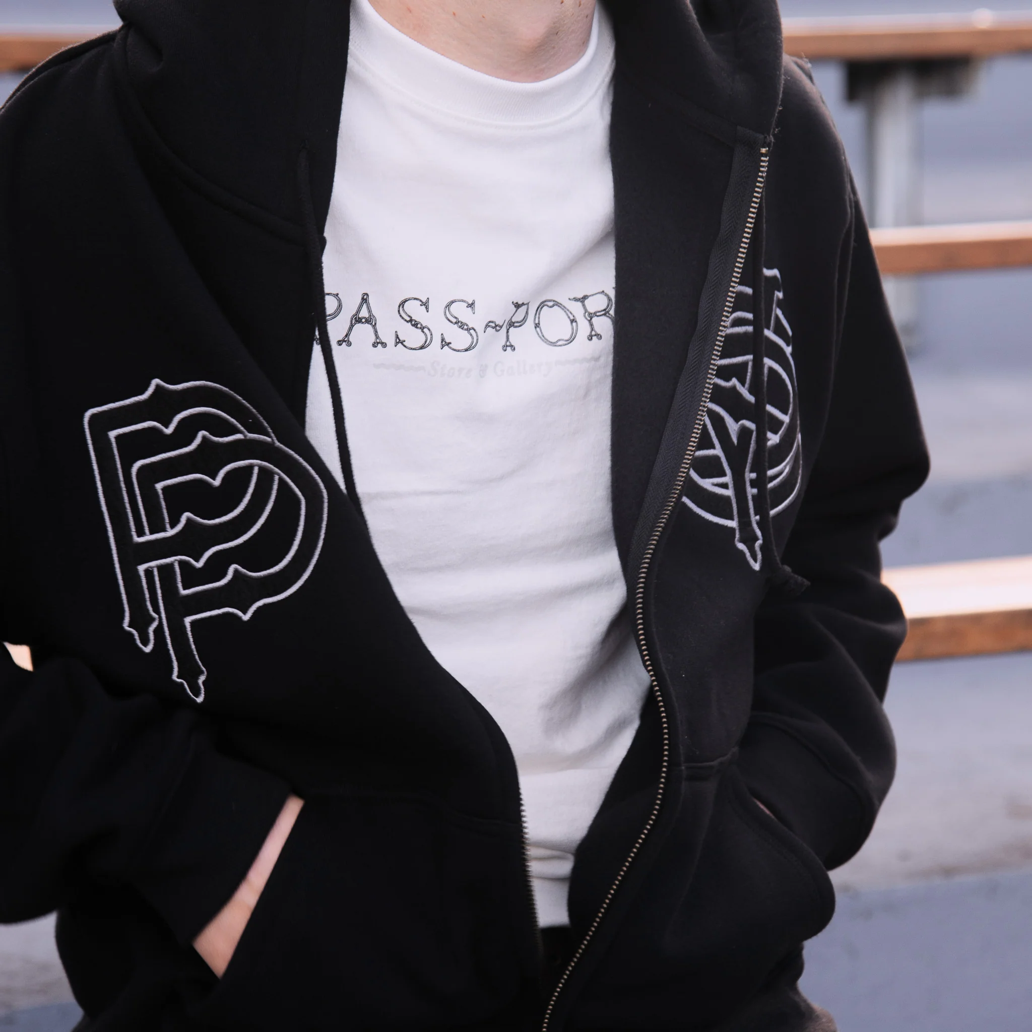 Pass~Port Store & Gallery Exclusive Syd Logo Zip Hood - Black - Image 3