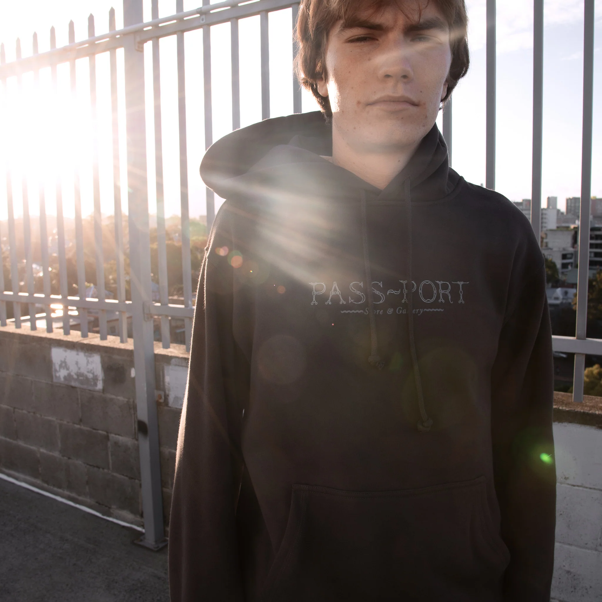 Pass~Port Store & Gallery Exclusive Wired Logo Hood - Bark - Image 2