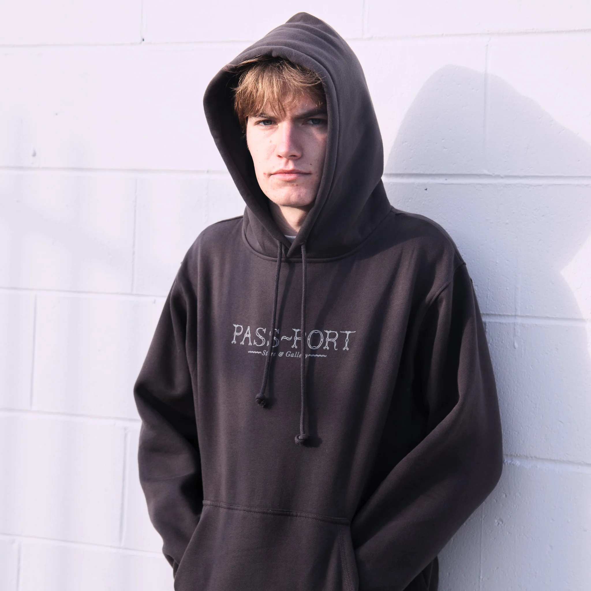 Pass~Port Store & Gallery Exclusive Wired Logo Hood - Tar