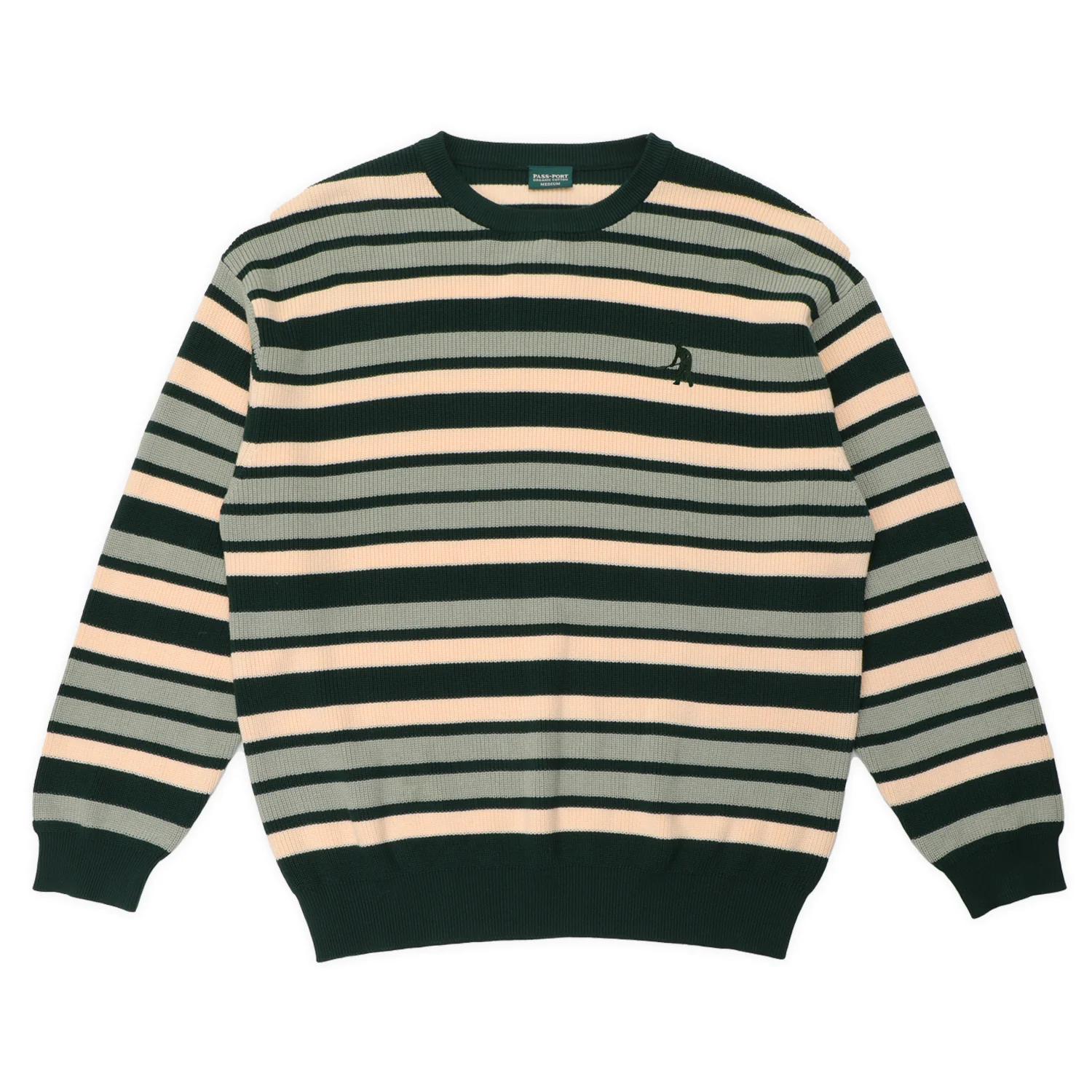 Pass~Port Striped Organic Knit Sweater - Dark Jade