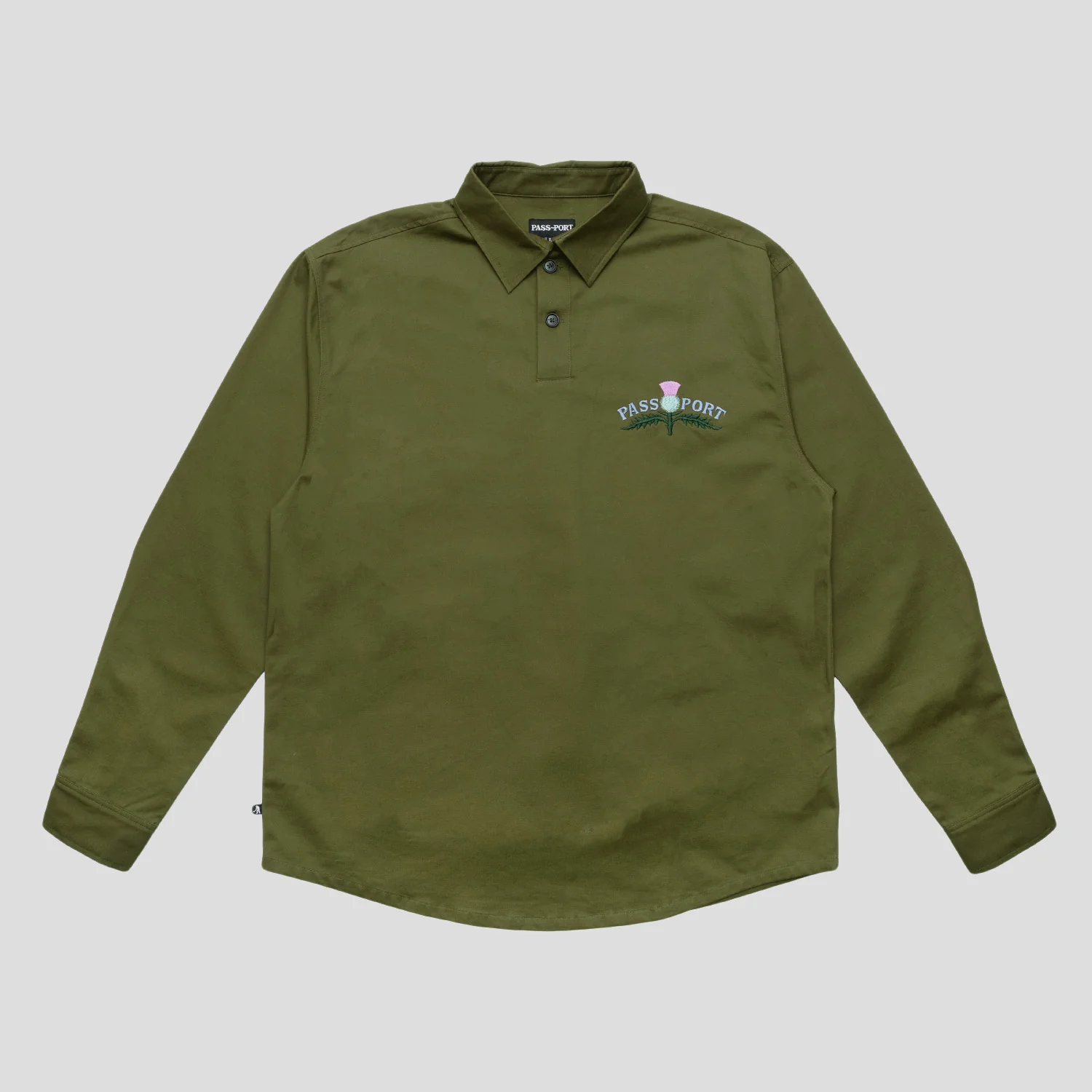 Pass~Port Thistle Embroidery AG Shirt Long Sleeve - Moss