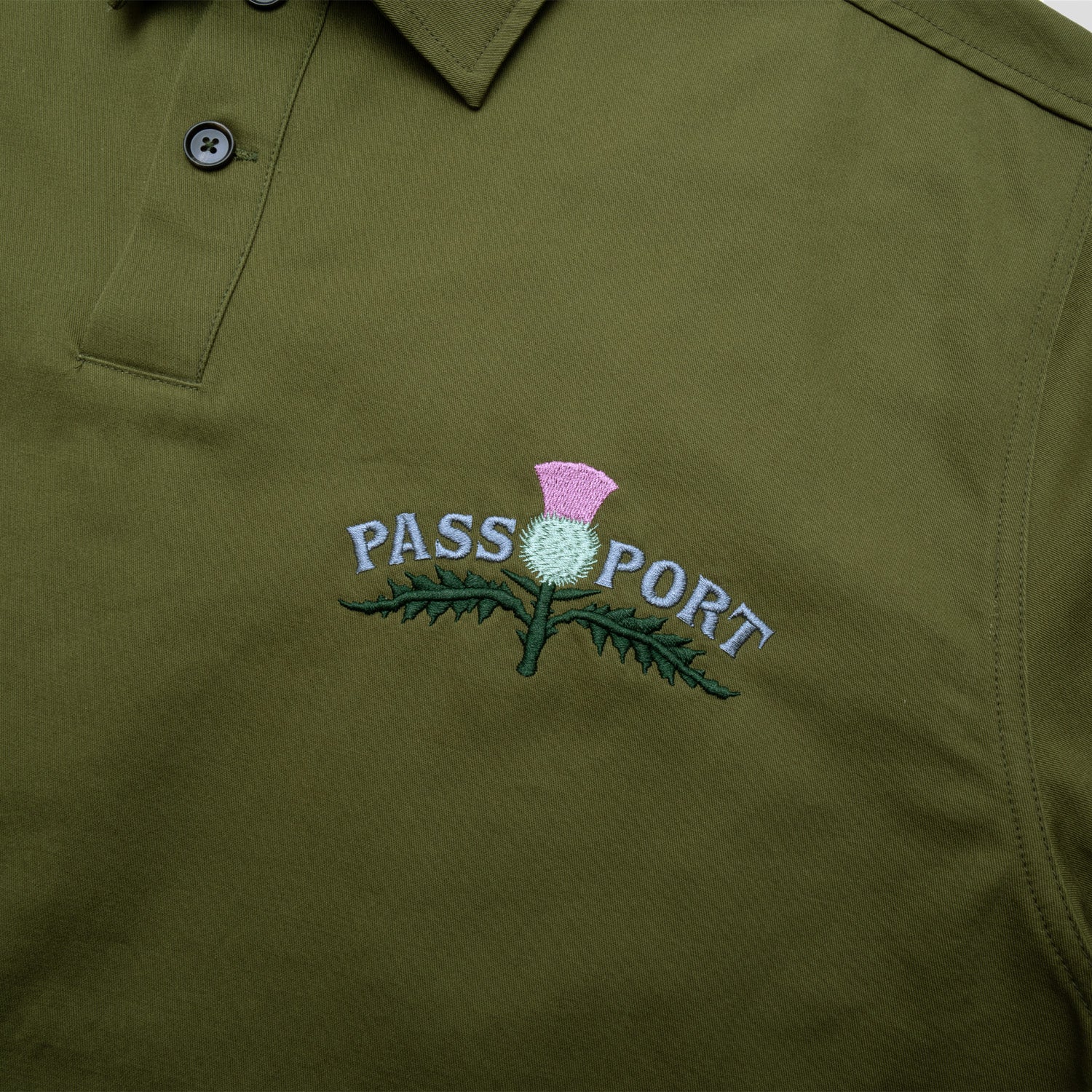 Pass~Port Thistle Embroidery AG Shirt Long Sleeve - Moss - Image 2