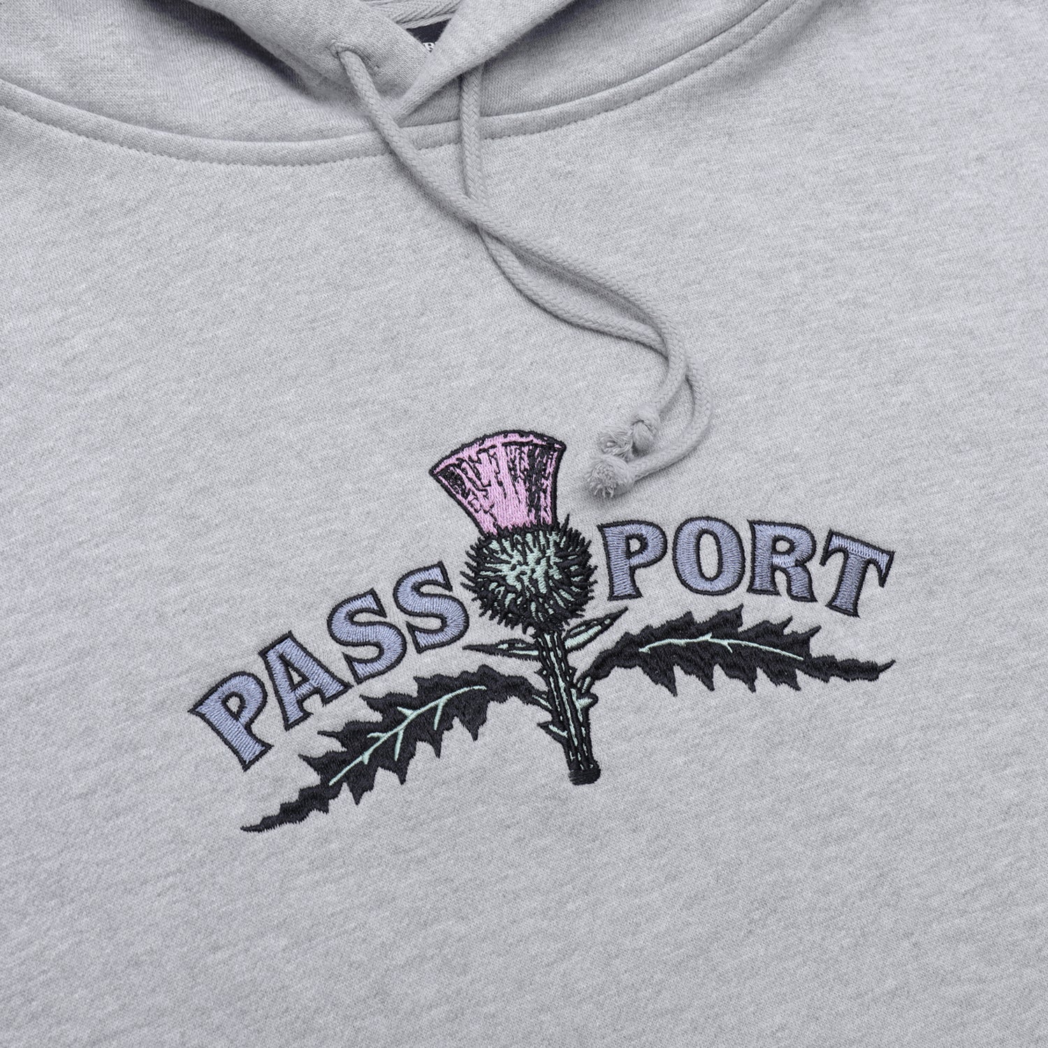 Pass~Port Thistle Embroidery Hoodie - Grey Heather - Image 2