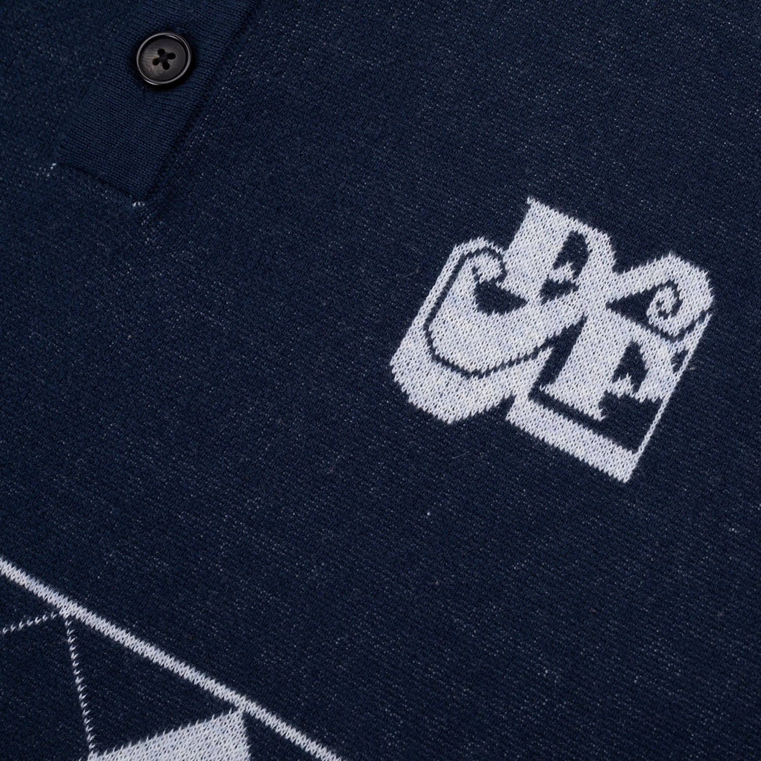 Pass~Port Tilde Stamp Knit Long-sleeve Polo - Navy - Image 2