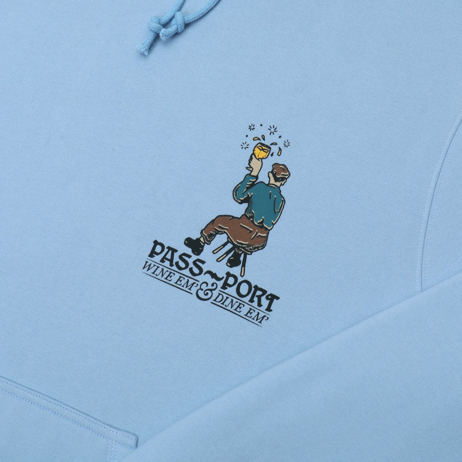 Pass~Port Wine Em' Hoodie - Light Blue - Image 3