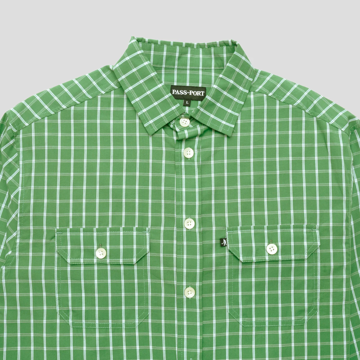 Pass~Port Workers Check Shirt Long Sleeve - Green - Image 2
