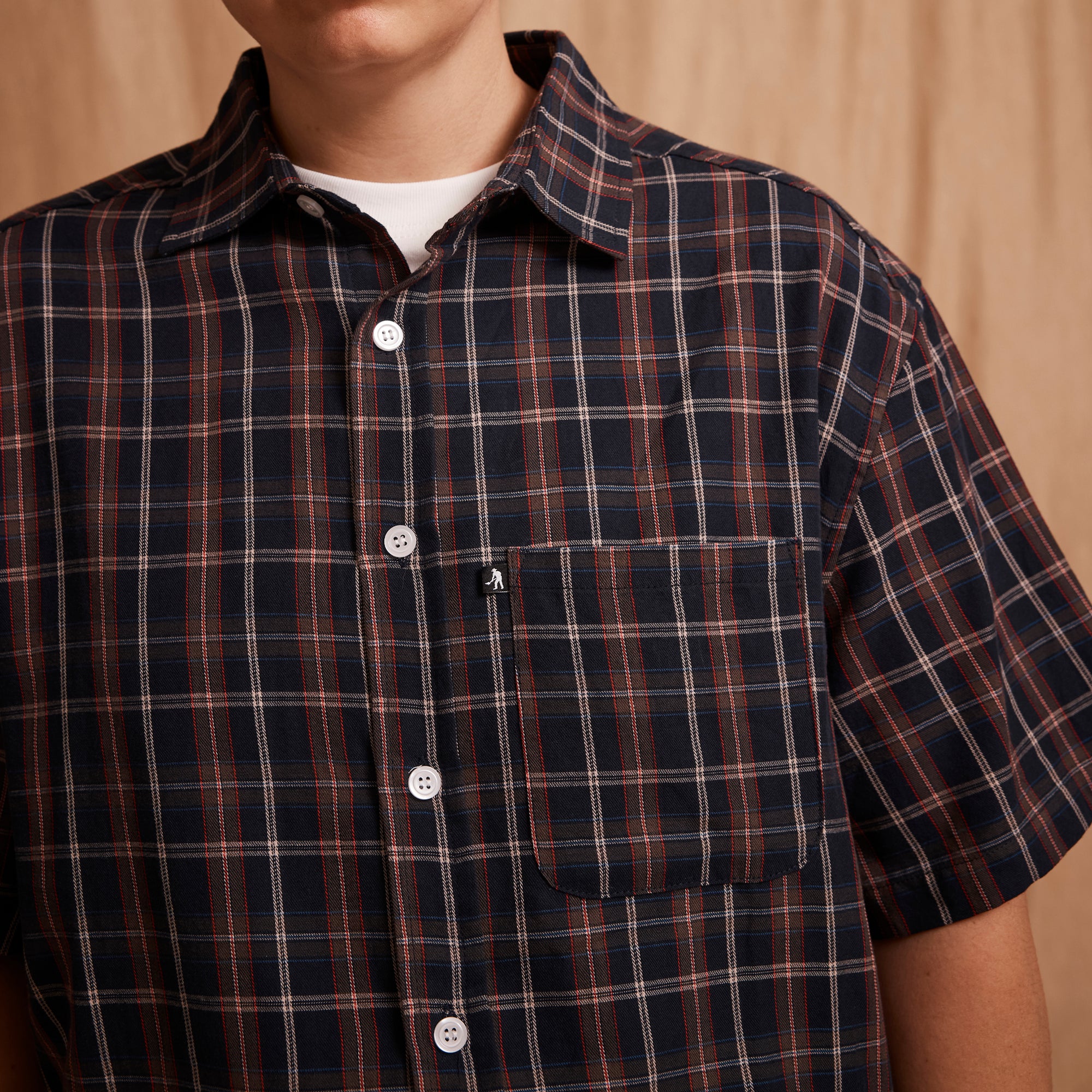Pass~Port Workers Check Short Sleeve Shirt - Navy - Image 2