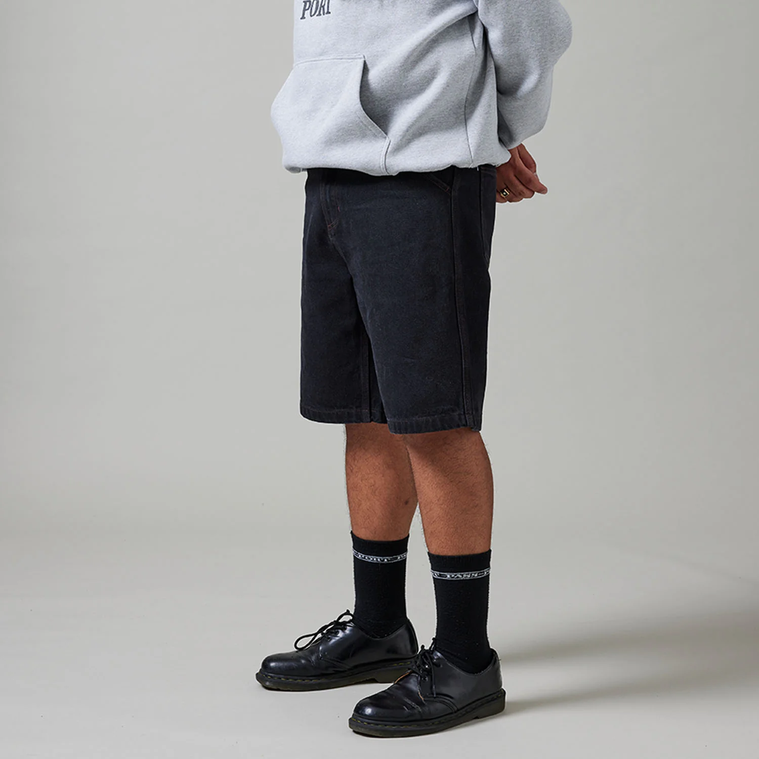 Pass~Port Workers Club Denim Jean Short - Washed Black / Brown Stitch - Image 3