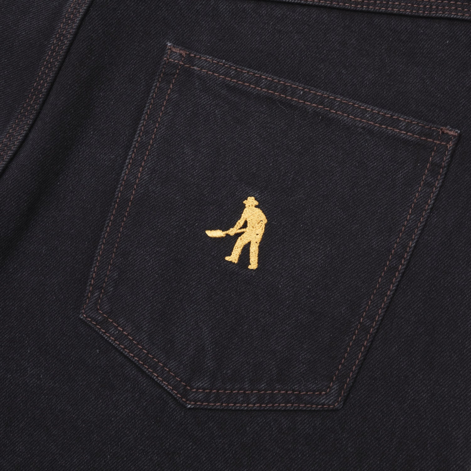 Pass~Port Workers Club Denim Jean - Washed Black / Brown Stitch - Image 5