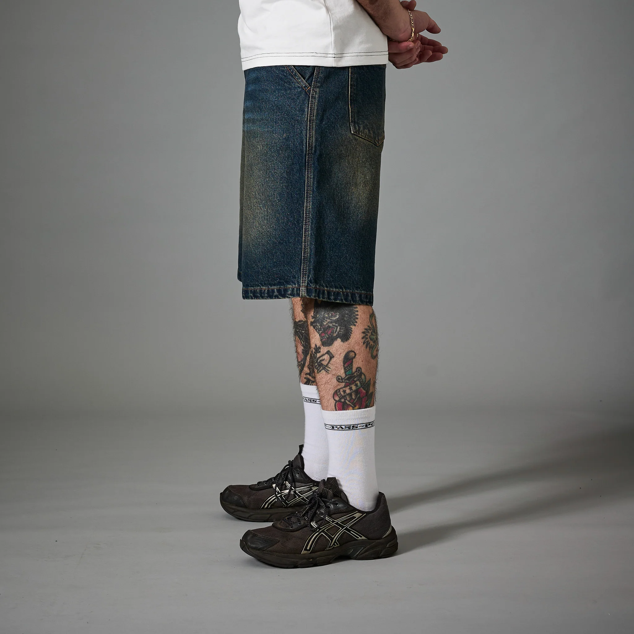 Pass~Port Workers Club Denim Short - Faded Washed Dark Indigo - Image 4