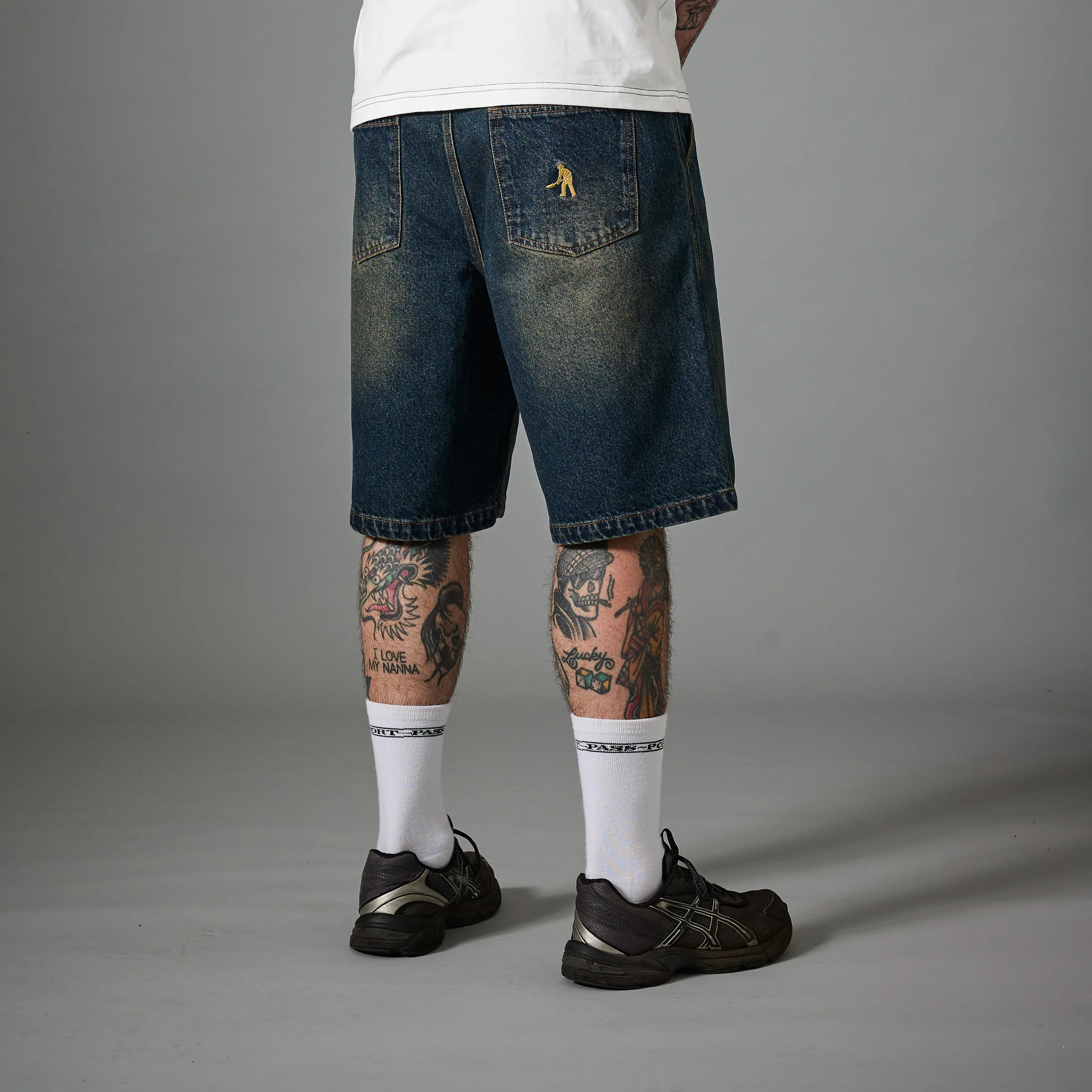 Pass~Port Workers Club Denim Short - Faded Washed Dark Indigo - Image 5