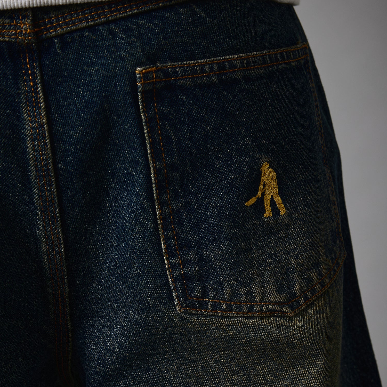 Pass~Port Workers Club Denim Short - Faded Washed Dark Indigo - Image 7