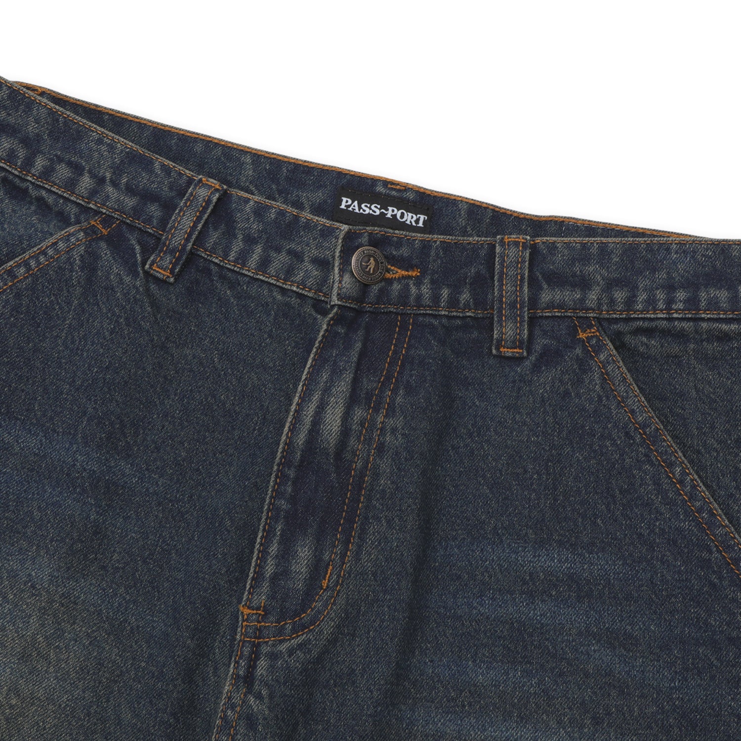Pass~Port Workers Club Denim Short - Faded Washed Dark Indigo - Image 8