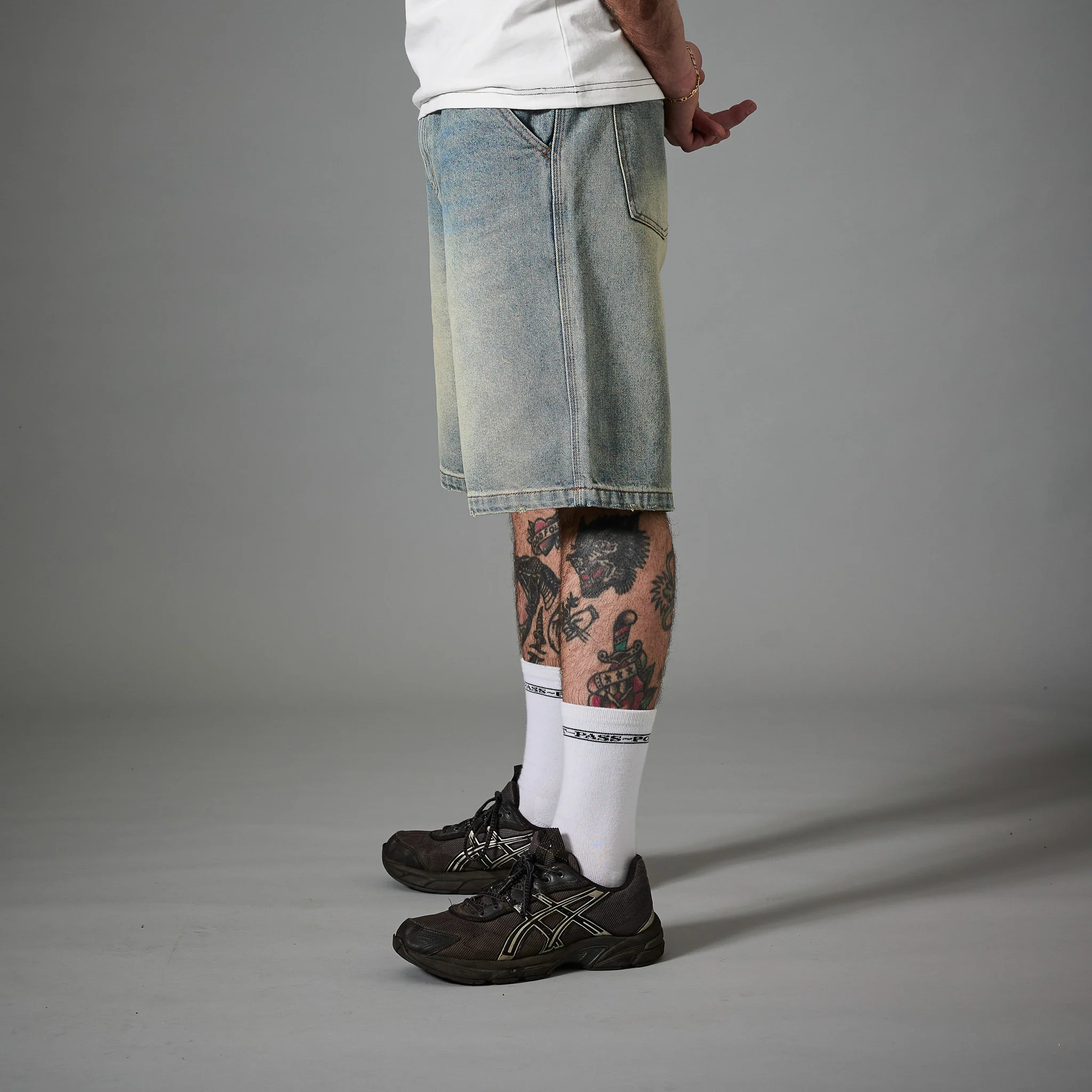 Pass~Port Workers Club Denim Short - Faded Washed Light Indigo - Image 4