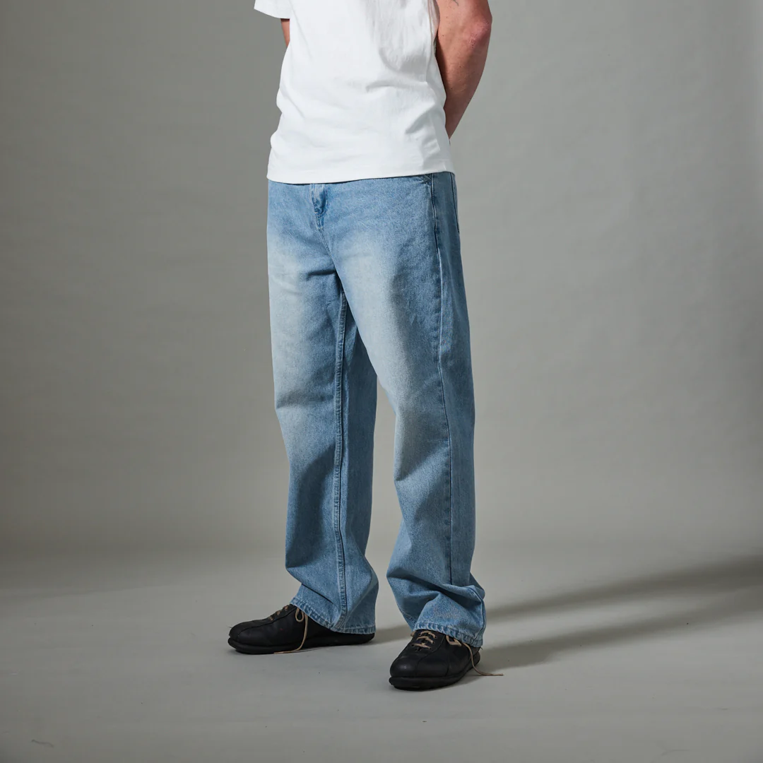 Pass~Port Workers Club Jean Pant - Faded Washed Light Indigo - Image 3