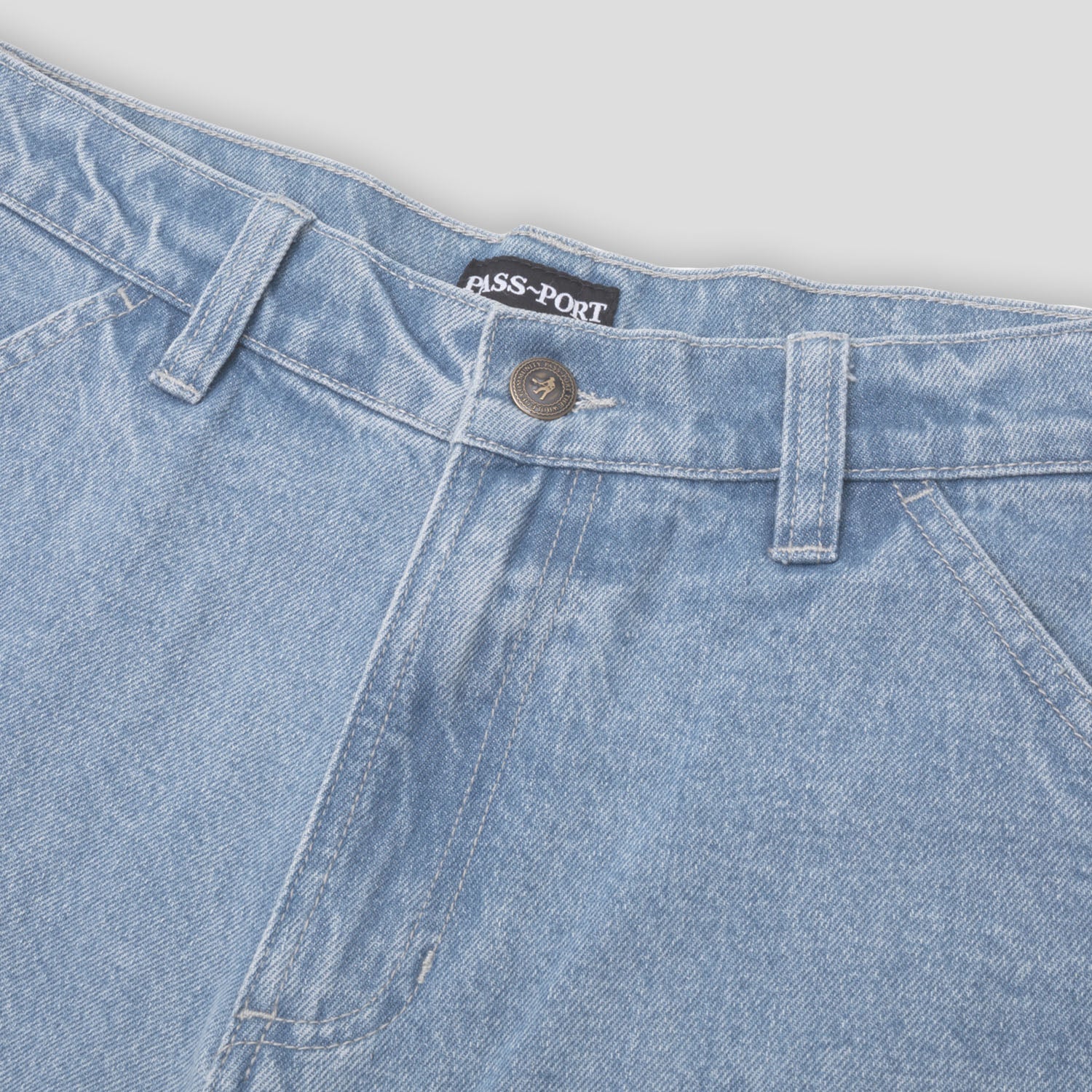 Pass~Port Workers Club Jean Short - Faded Washed Light Indigo - Image 7
