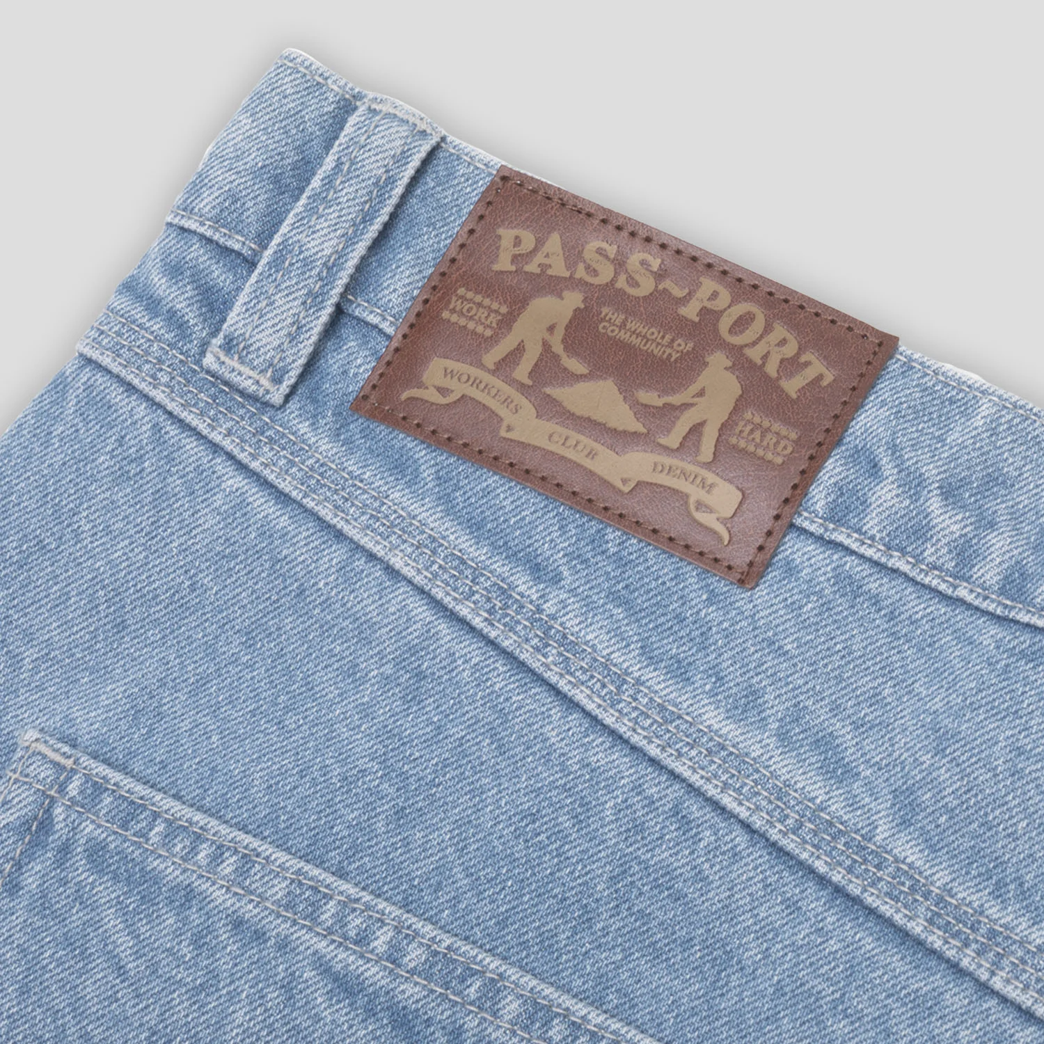Pass~Port Workers Club Jean Short - Faded Washed Light Indigo - Image 8