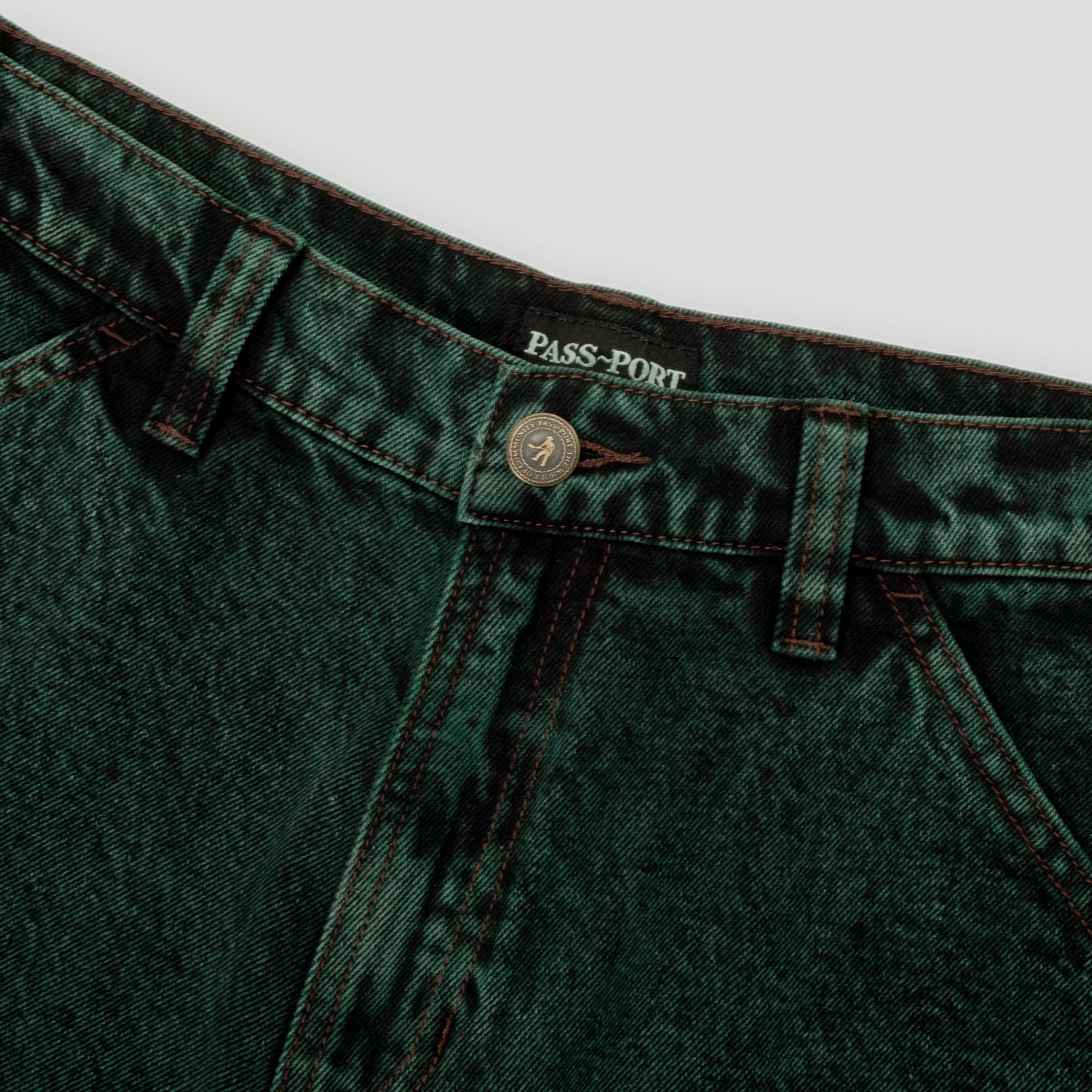 Pass~Port Workers Club Short - Dark Green Over-Dye - Image 8