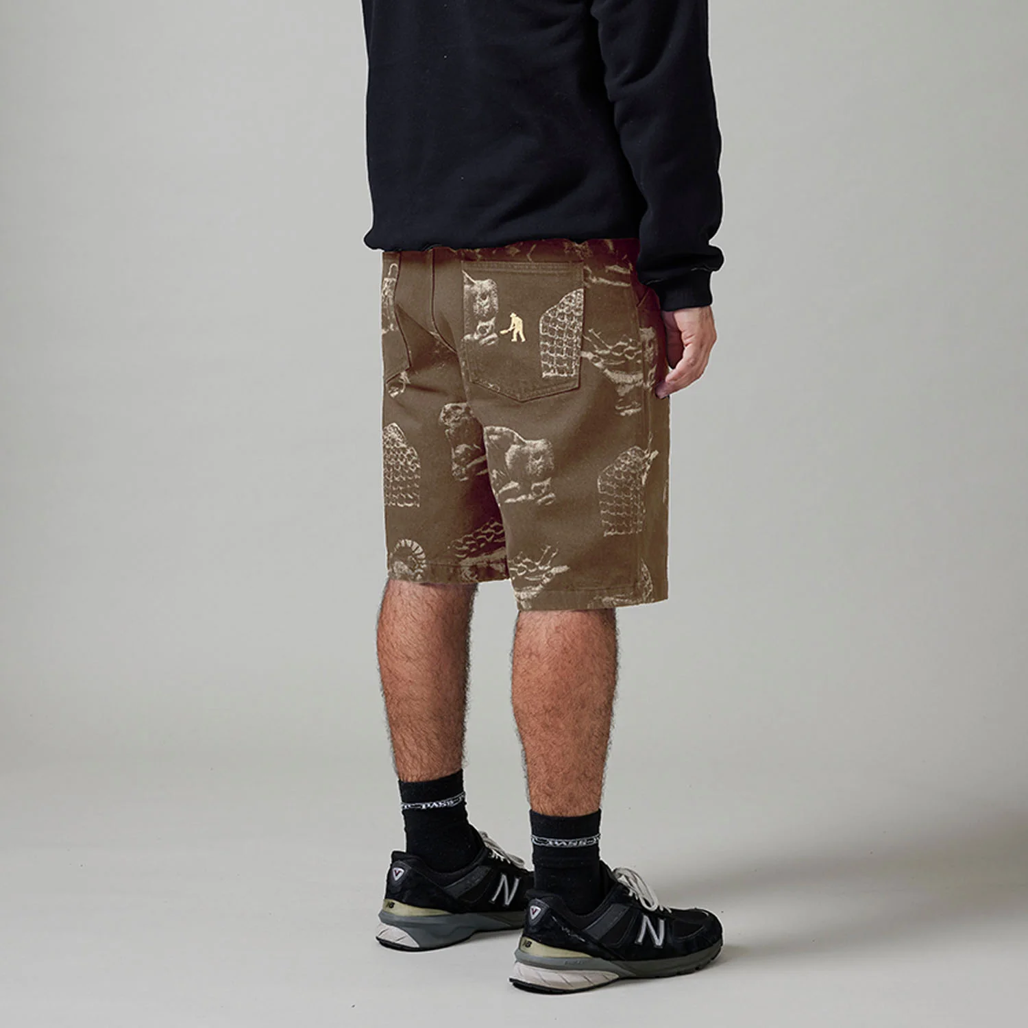 Pass~Port Workers Club Denim Short - Laser Etched Trinkets Over-Dye Brown - Image 3