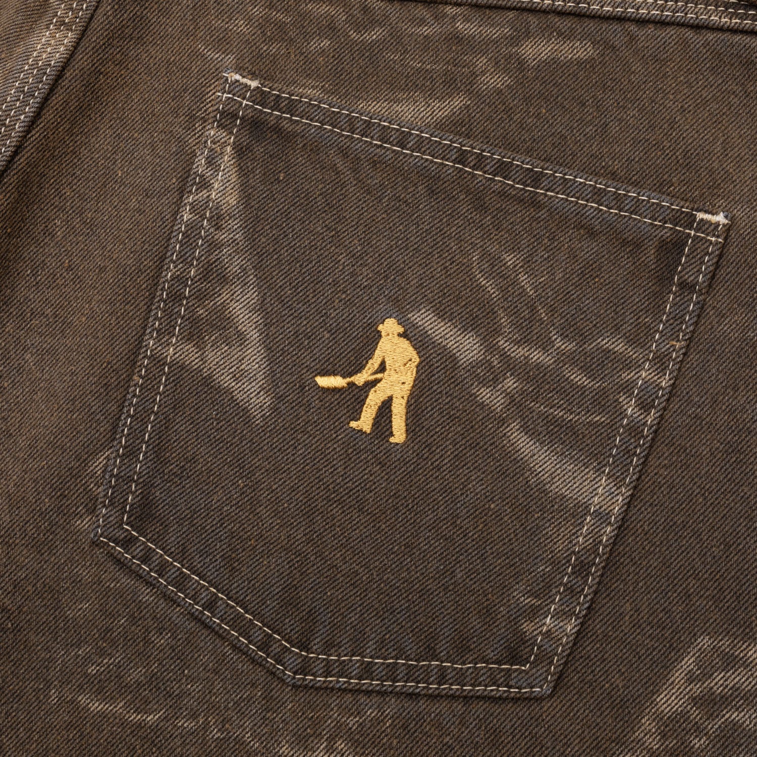 Pass~Port Workers Club Denim Short - Laser Etched Trinkets Over-Dye Brown - Image 7