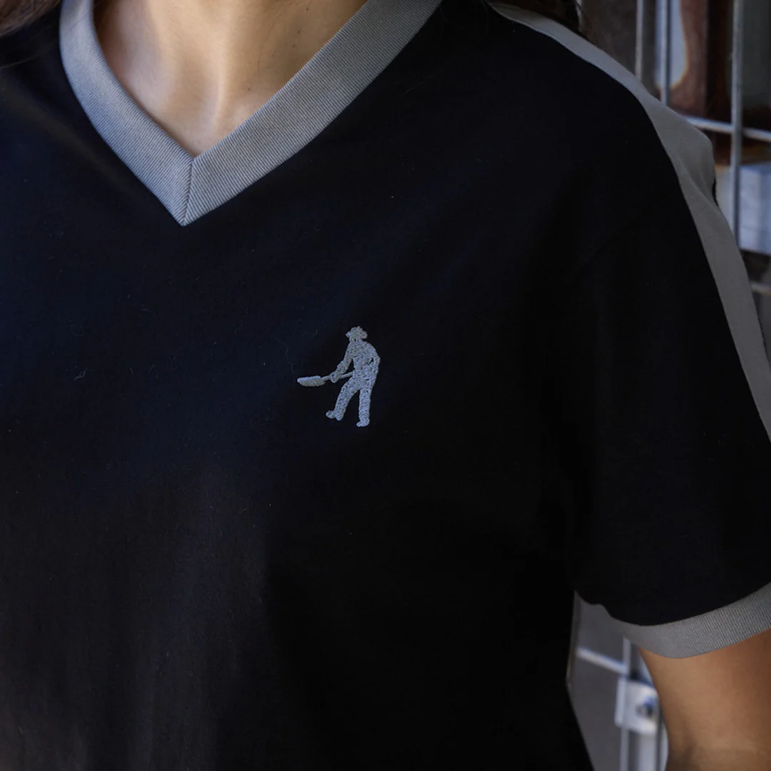 Pass~Port Workers Stripe Organic Cotton Jersey - Black / Grey - Image 4
