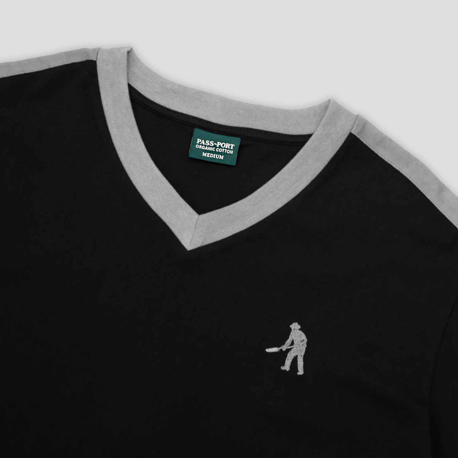 Pass~Port Workers Stripe Organic Cotton Jersey - Black / Grey - Image 5