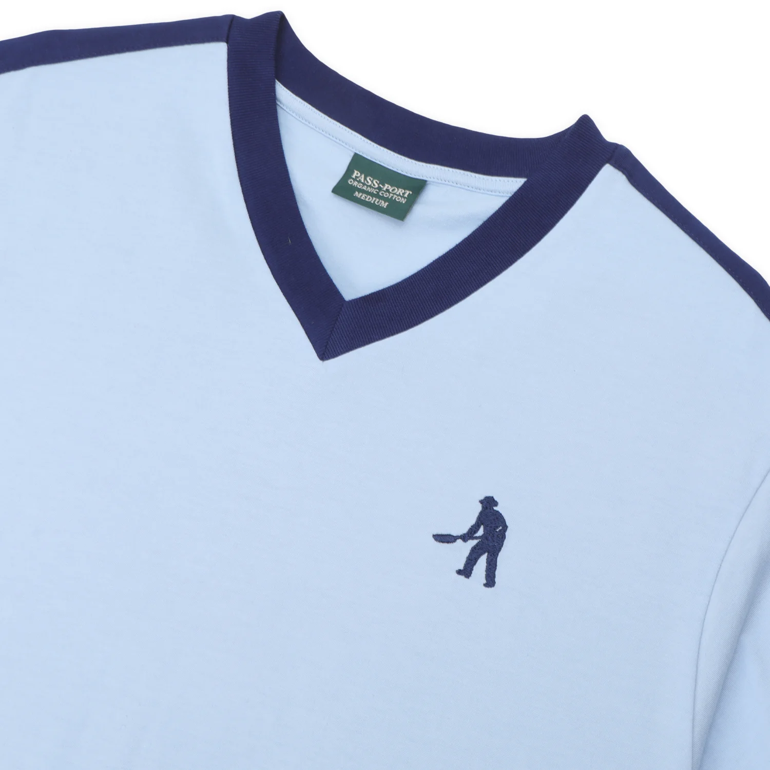 Pass~Port Workers Stripe Organic Cotton Jersey - Sky Blue - Image 5