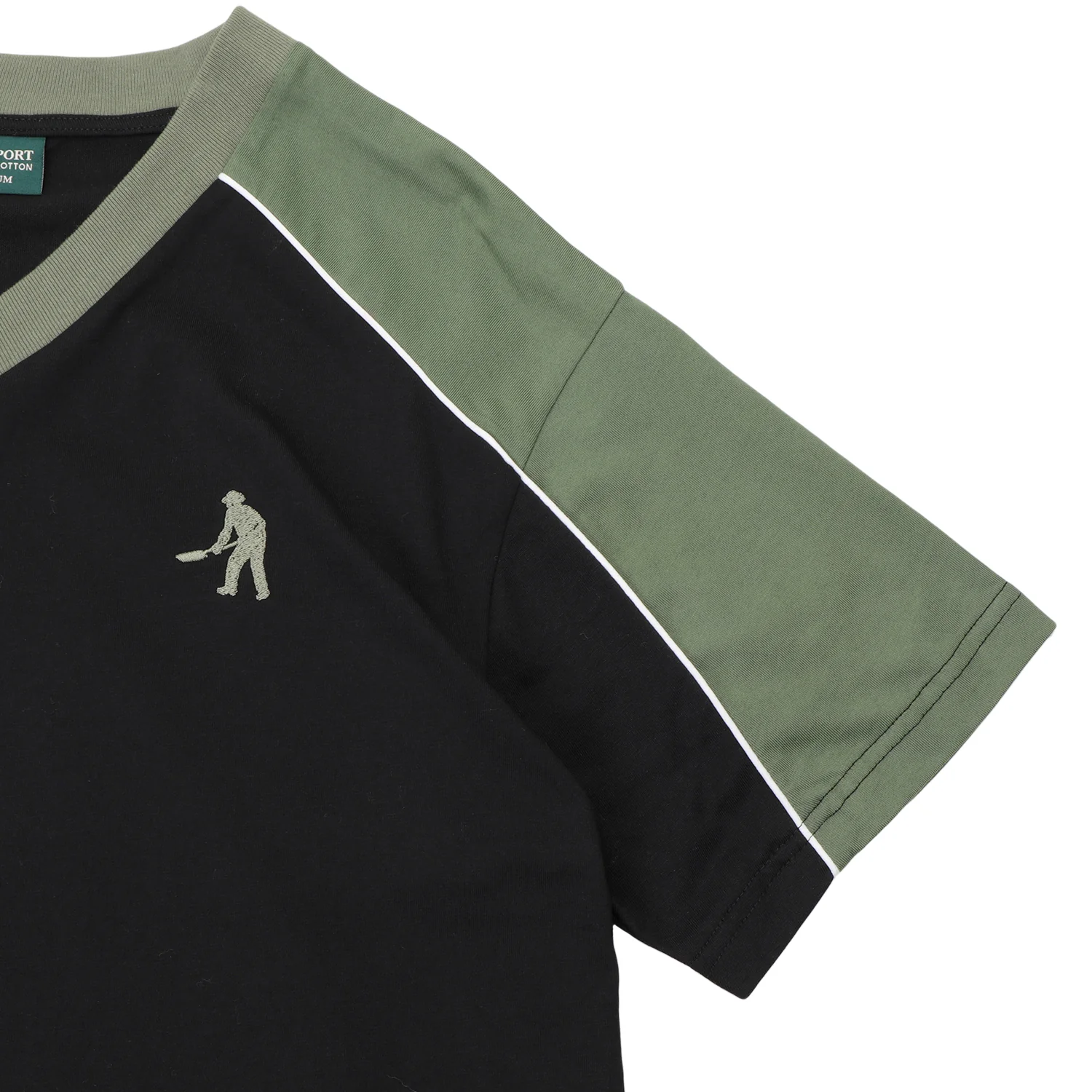 Pass~Port Workers Stripe Organic Jersey - Black / Olive - Image 3