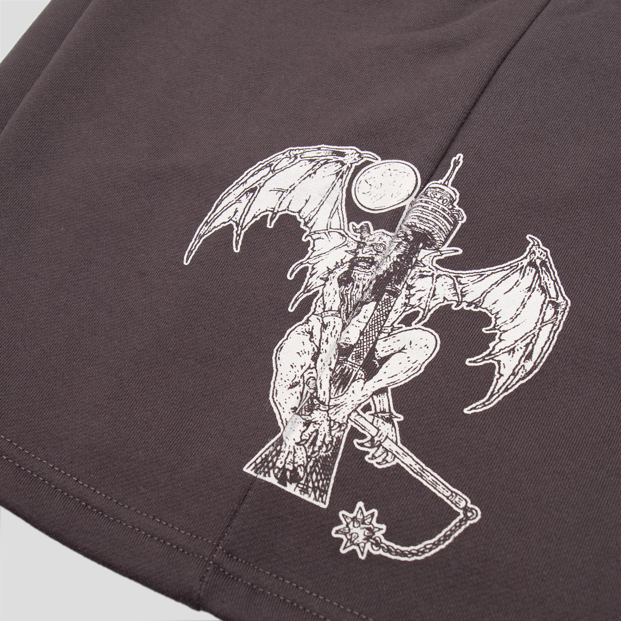 Pass~Port Store & Gallery Exclusive - French Centre Point Tower Fleece Shorts - Tar - Image 2