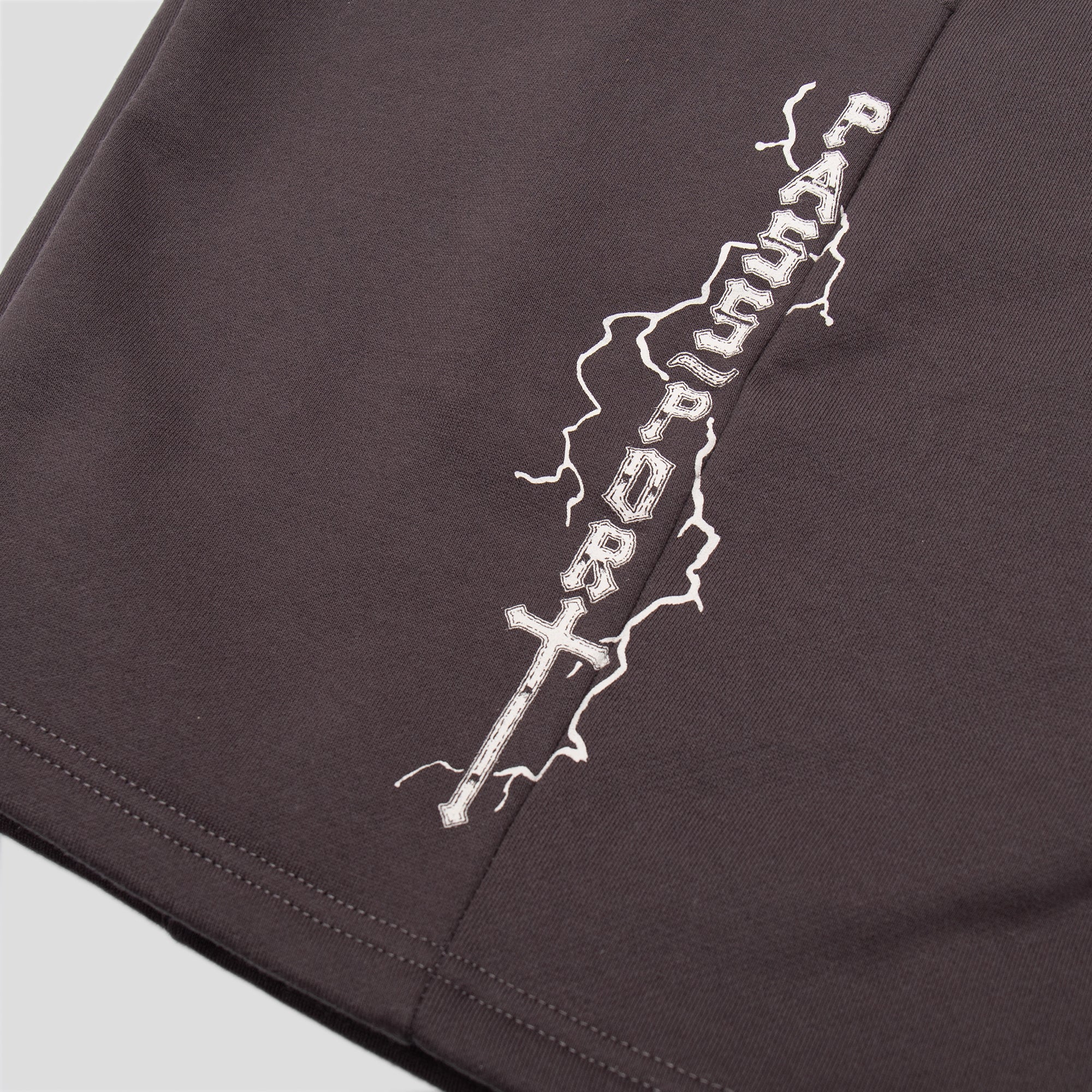 Pass~Port Store & Gallery Exclusive - French Centre Point Tower Fleece Shorts - Tar - Image 3