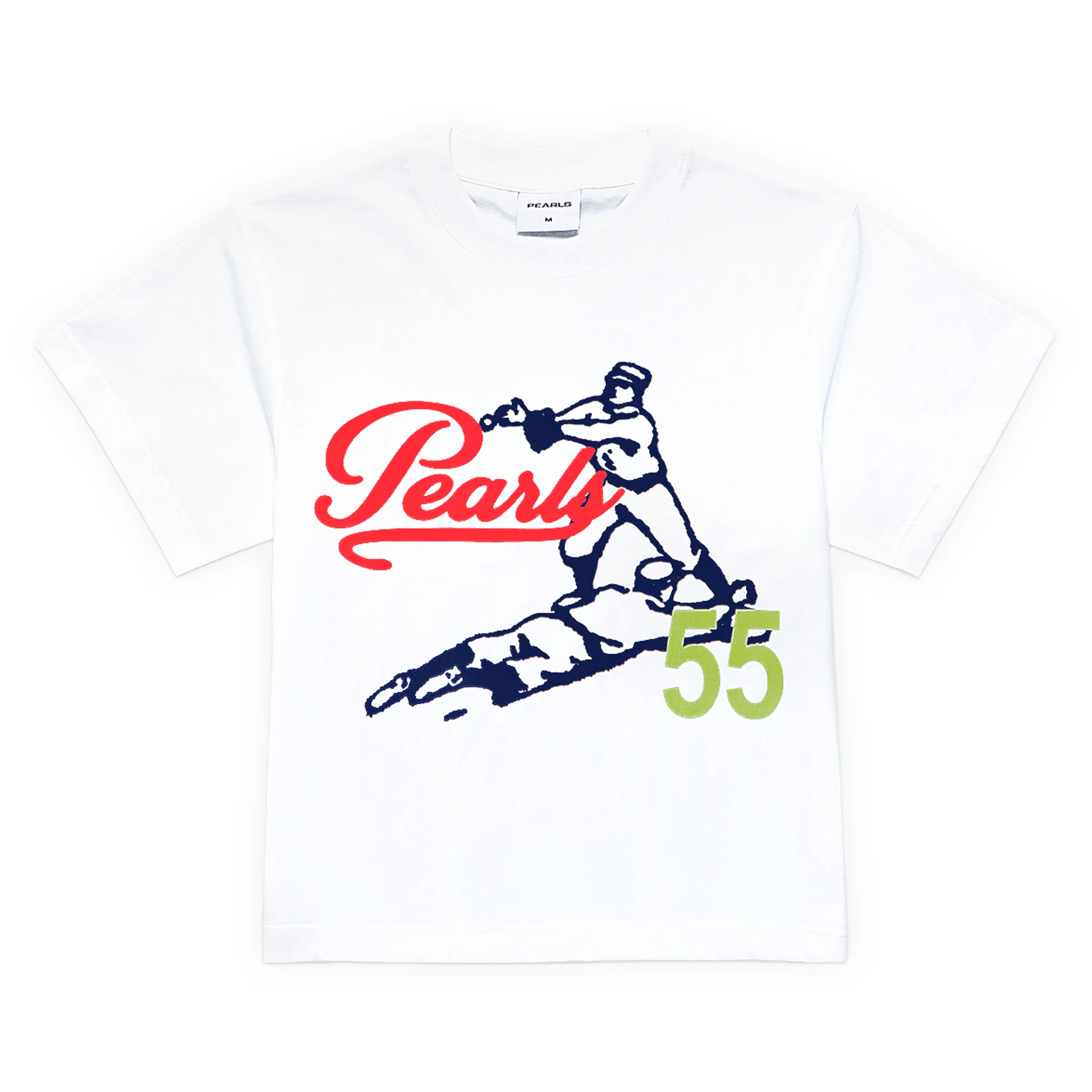 Pearls Skateboards Baseball Tee - White