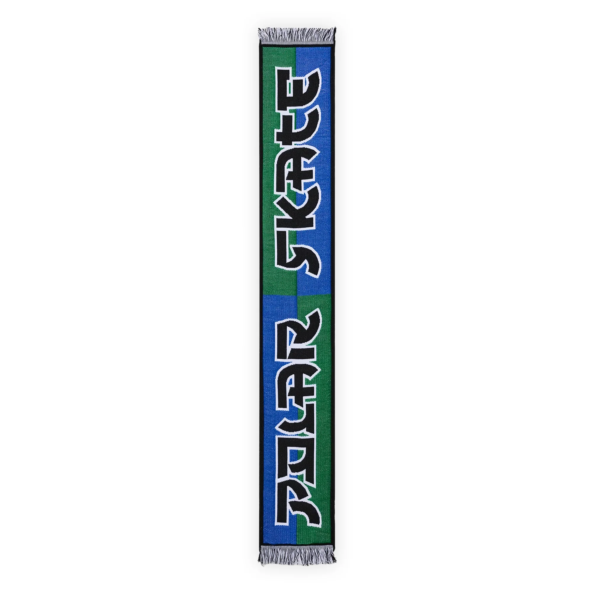 Polar Skate Co. Checkers Football Scarf - Blue / Green - Image 2
