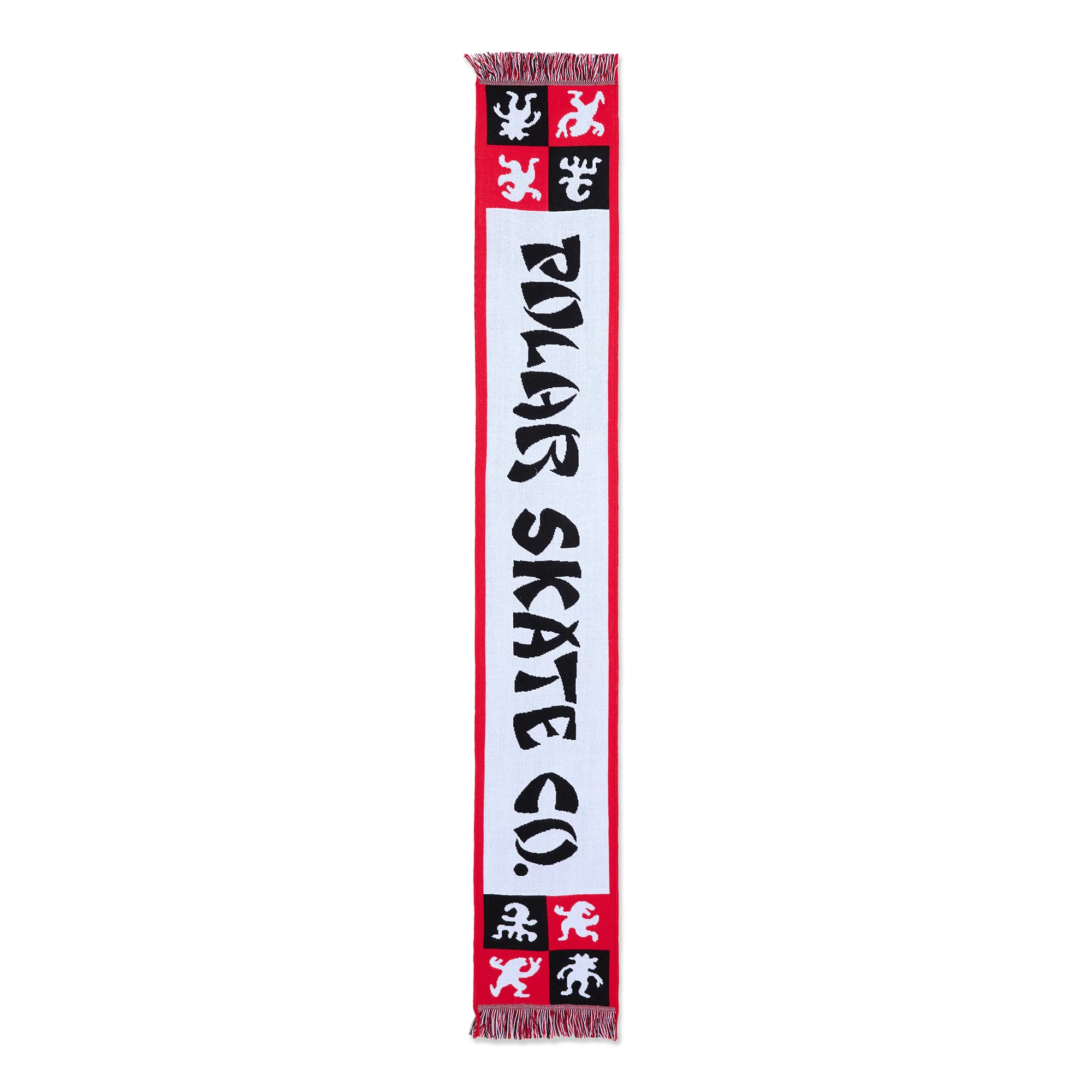 Polar Skate Co. Checkers Football Scarf - Red - Image 2