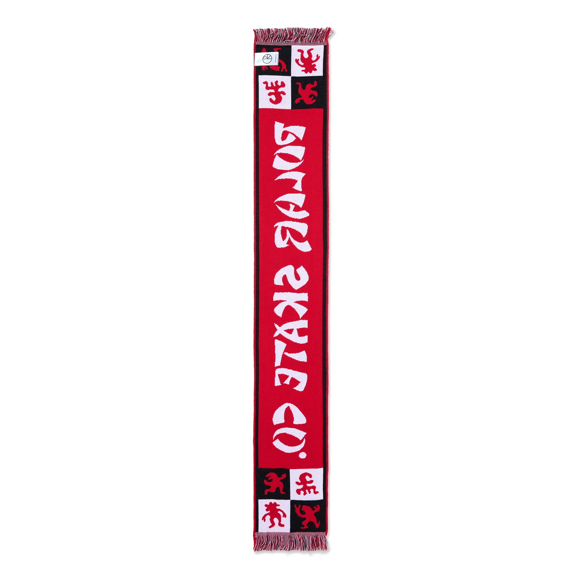 Polar Skate Co. Checkers Football Scarf - Red - Image 3