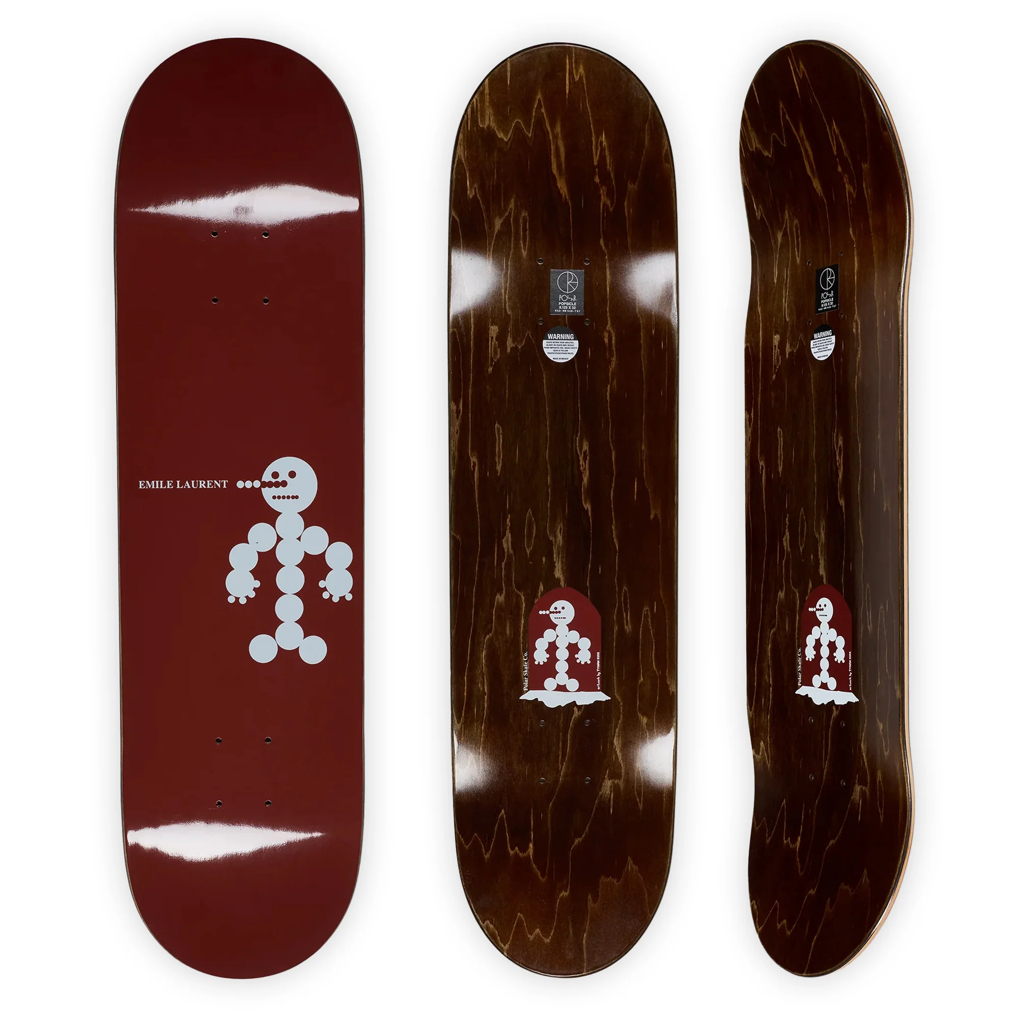 Polar Skate Co. Emile Laurent Snowman Deck - Wine - Image 3