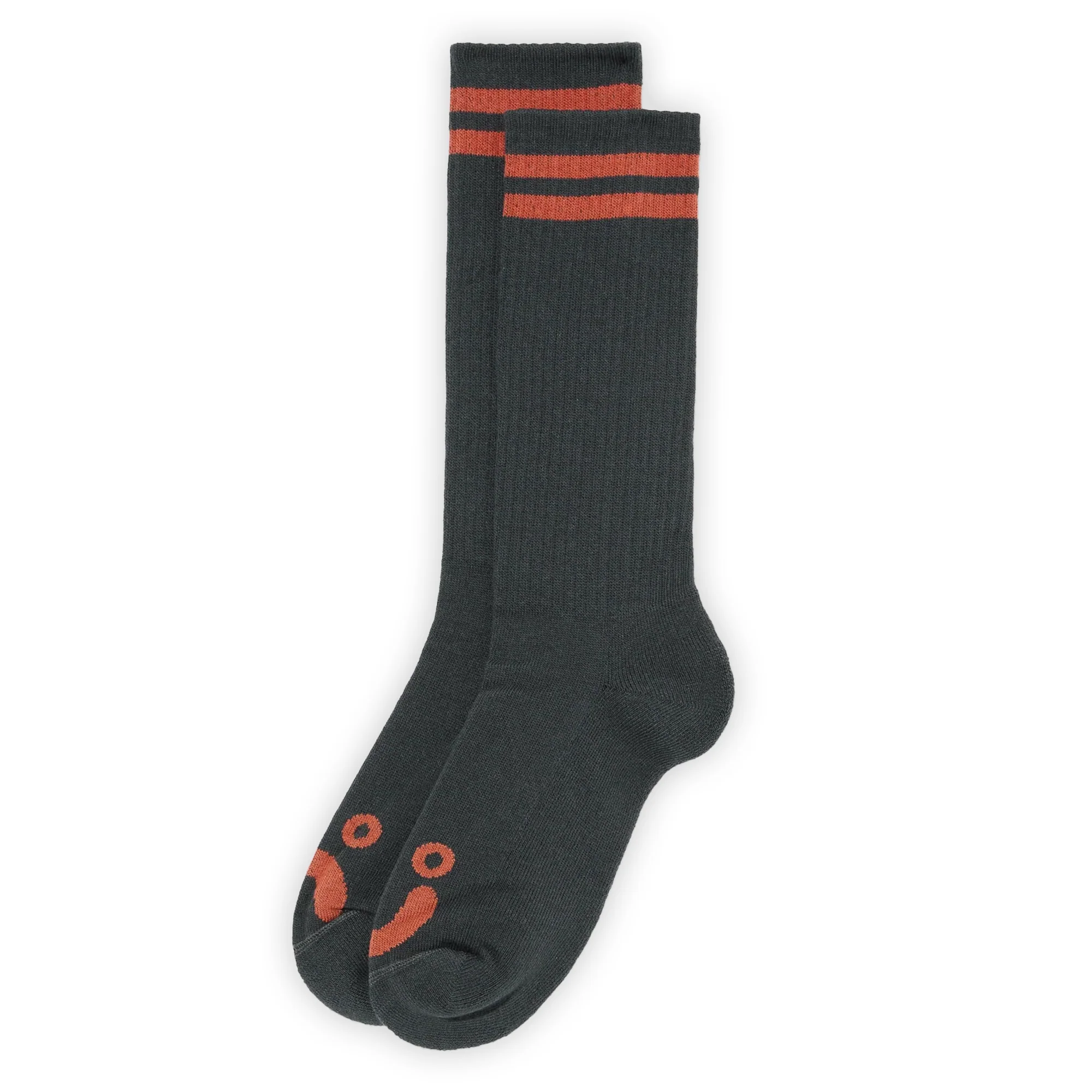 Polar Skate Co. Happy Sad Long Rib Socks - Graphite / Orange