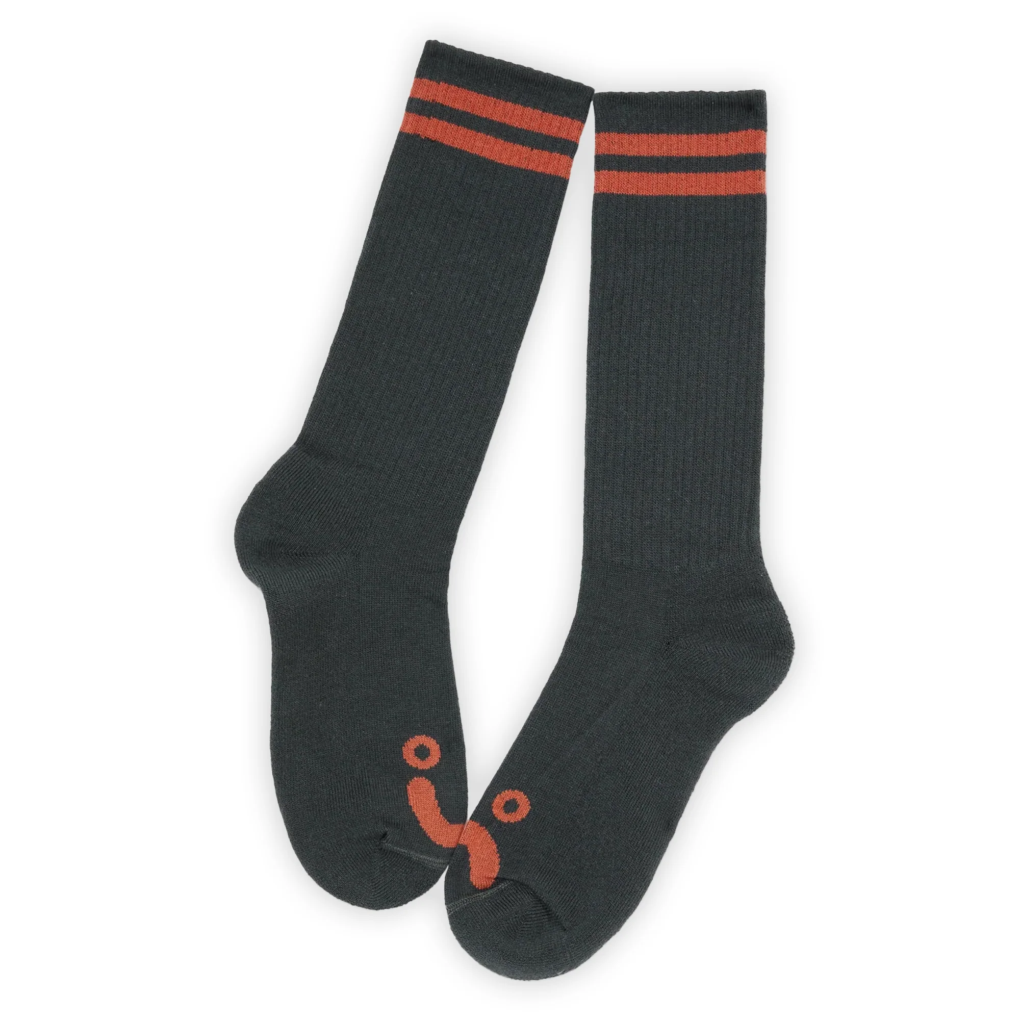 Polar Skate Co. Happy Sad Long Rib Socks - Graphite / Orange - Image 2