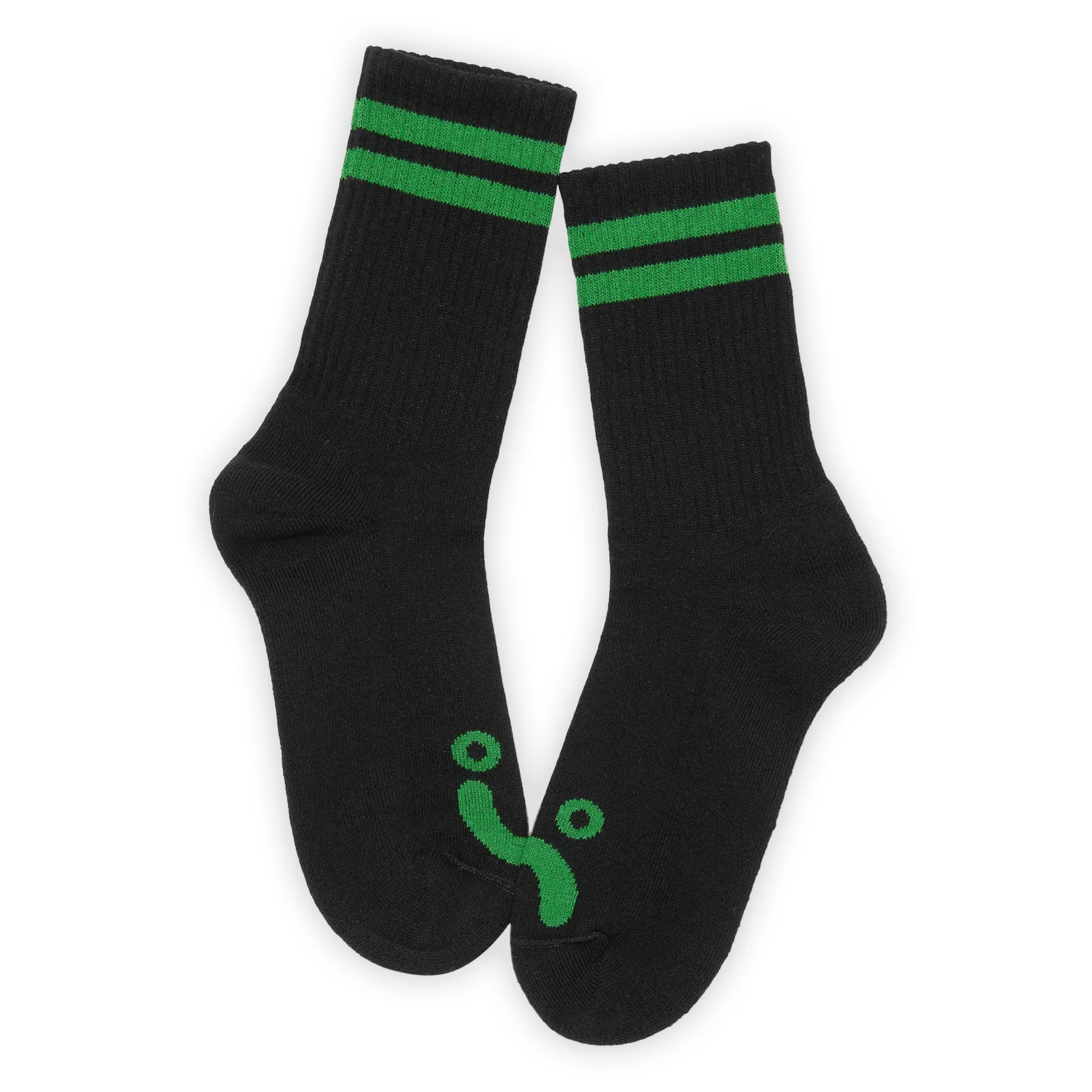 Polar Skate Co. Happy Sad Rib Socks - Black / Green - Image 2