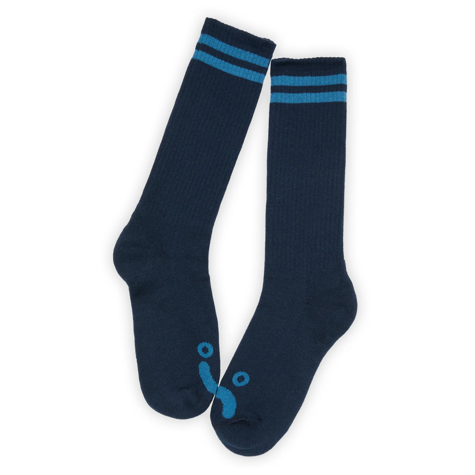 Polar Skate Co. Happy Sad Long Rib Socks - Dark Blue / Blue - Image 2