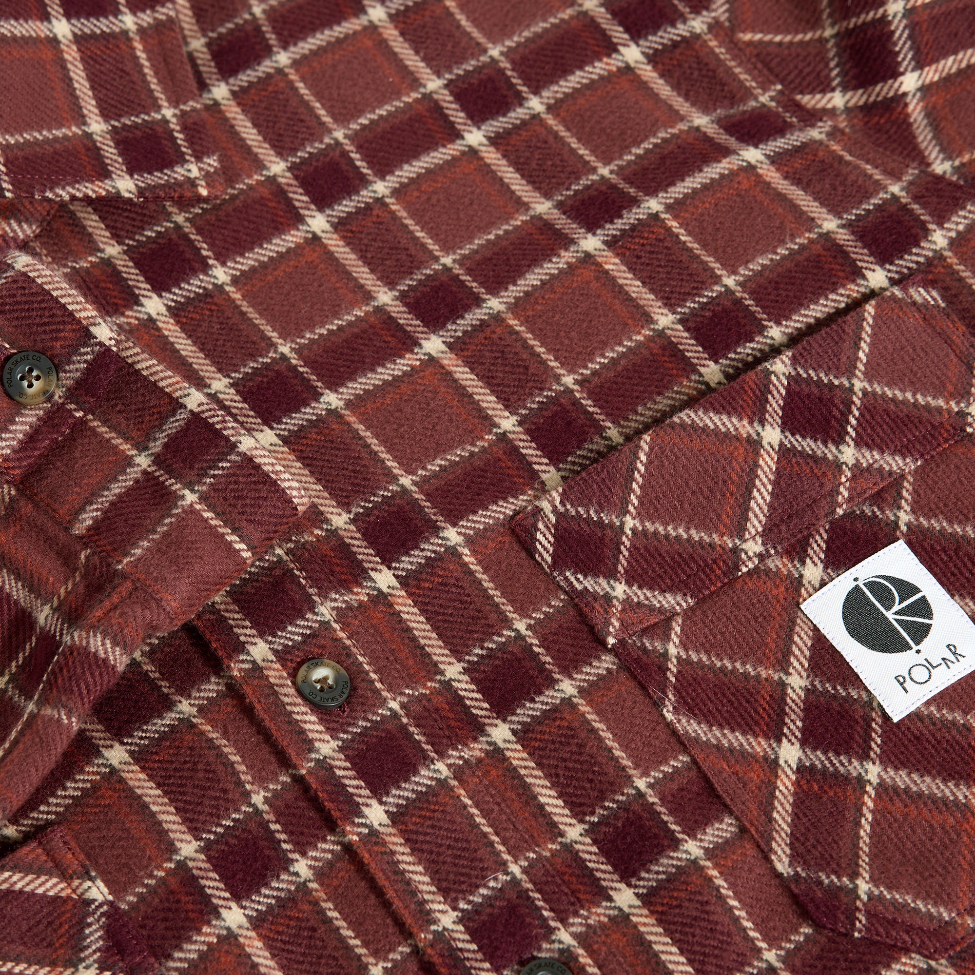 Polar Skate Co. Mike LS Flannel Shirt - Oxblood Check - Image 3