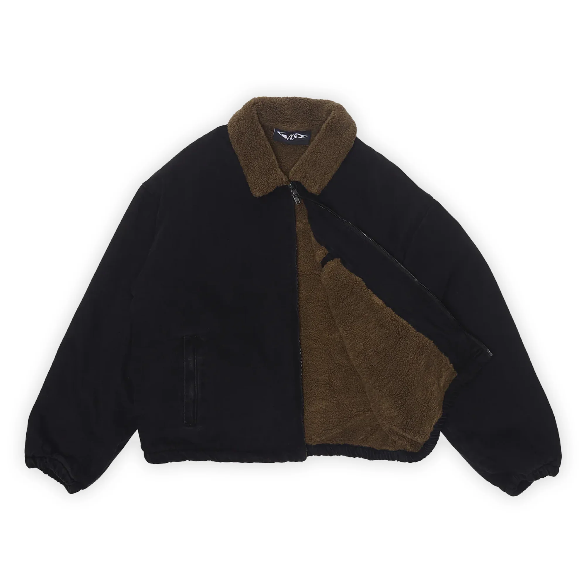 WKND Zip Jacket - Washed Black Denim Sherpa - Image 2